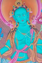 Green Tara Thangka Painting for meditation.