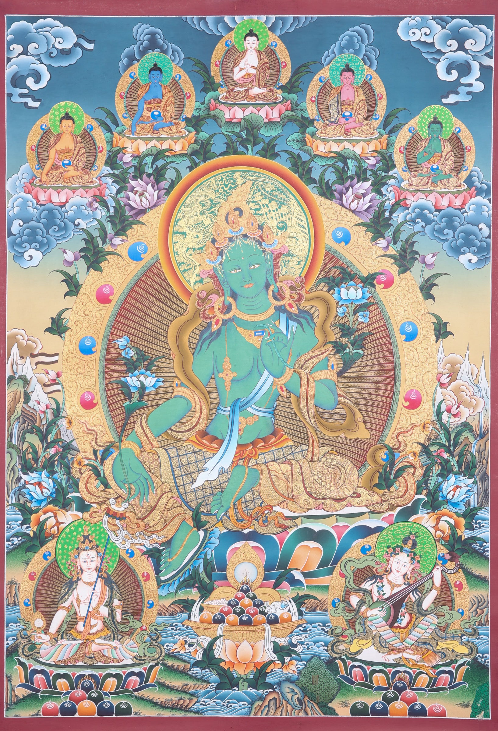 Green Tara Thangka  Painting for meditation.