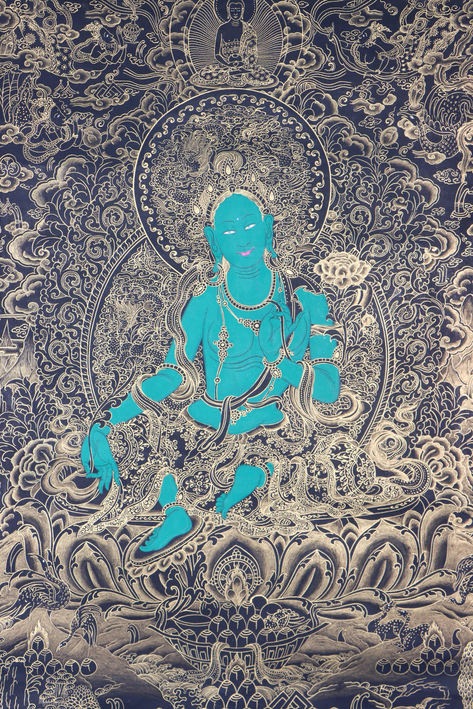 Green Tara Thangka for prayer.