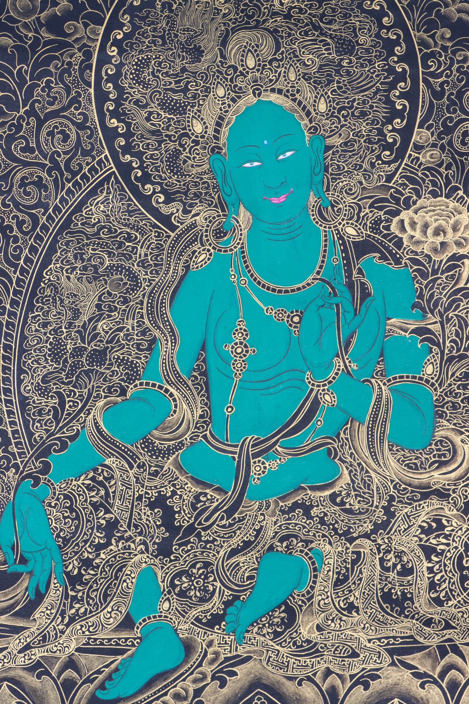 Green Tara Thangka for prayer.