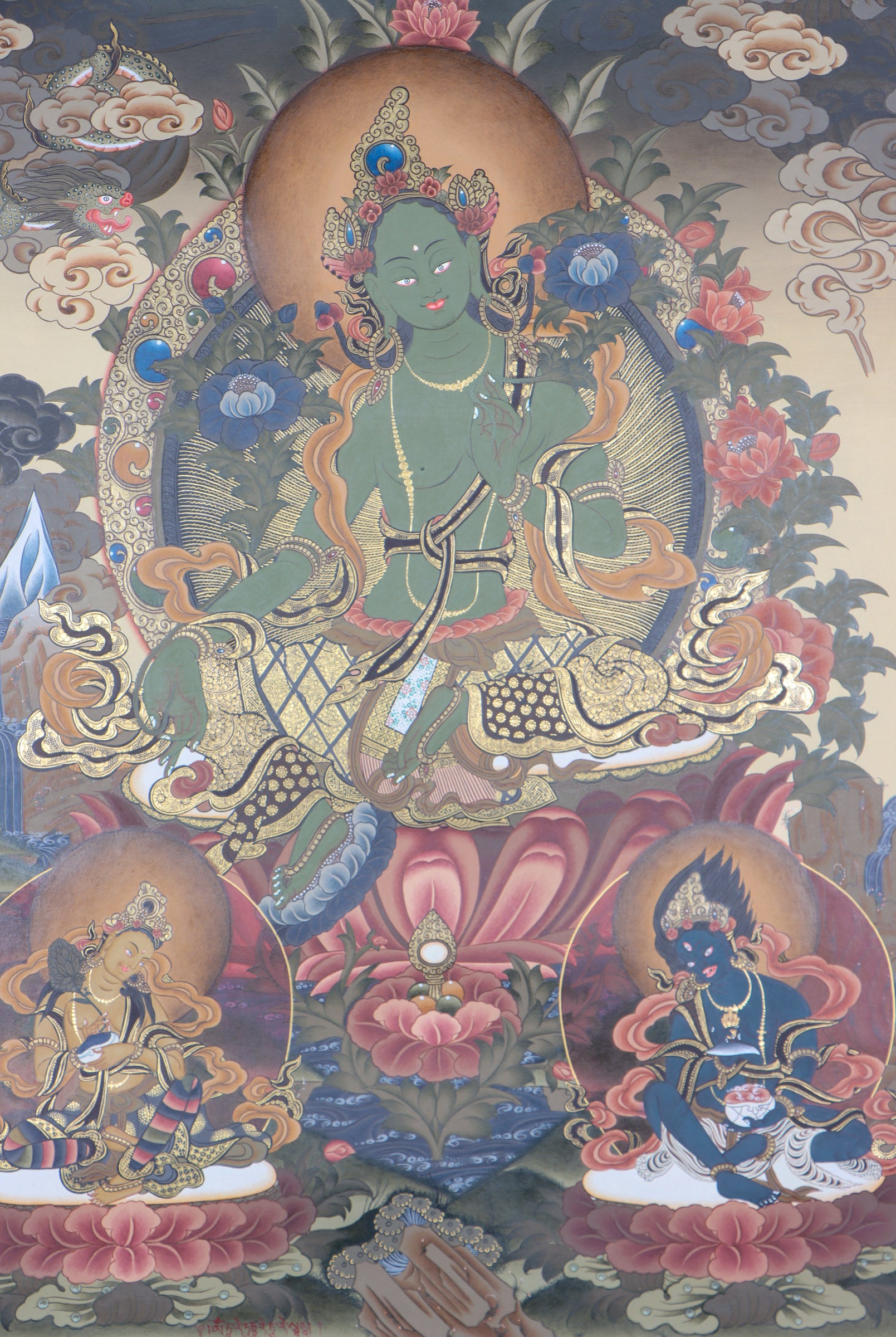 Green Tara Thangka Painting for protection, healing, and the removal of obstacles.
