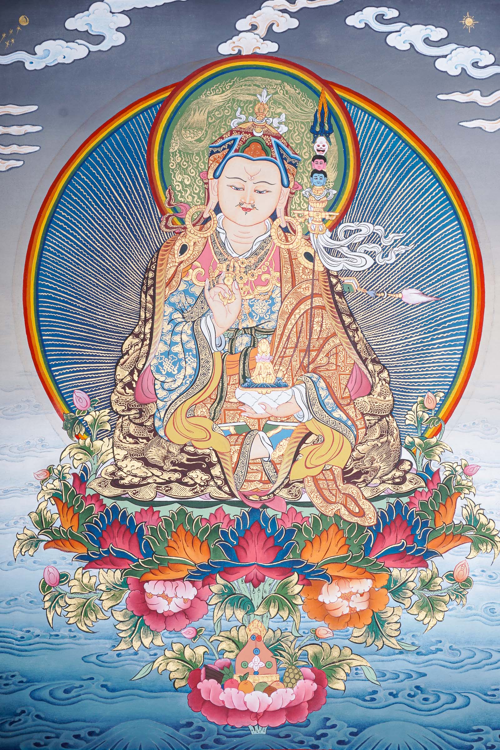 Guru Rinpoche Thangka Painting for prayer and meditation.