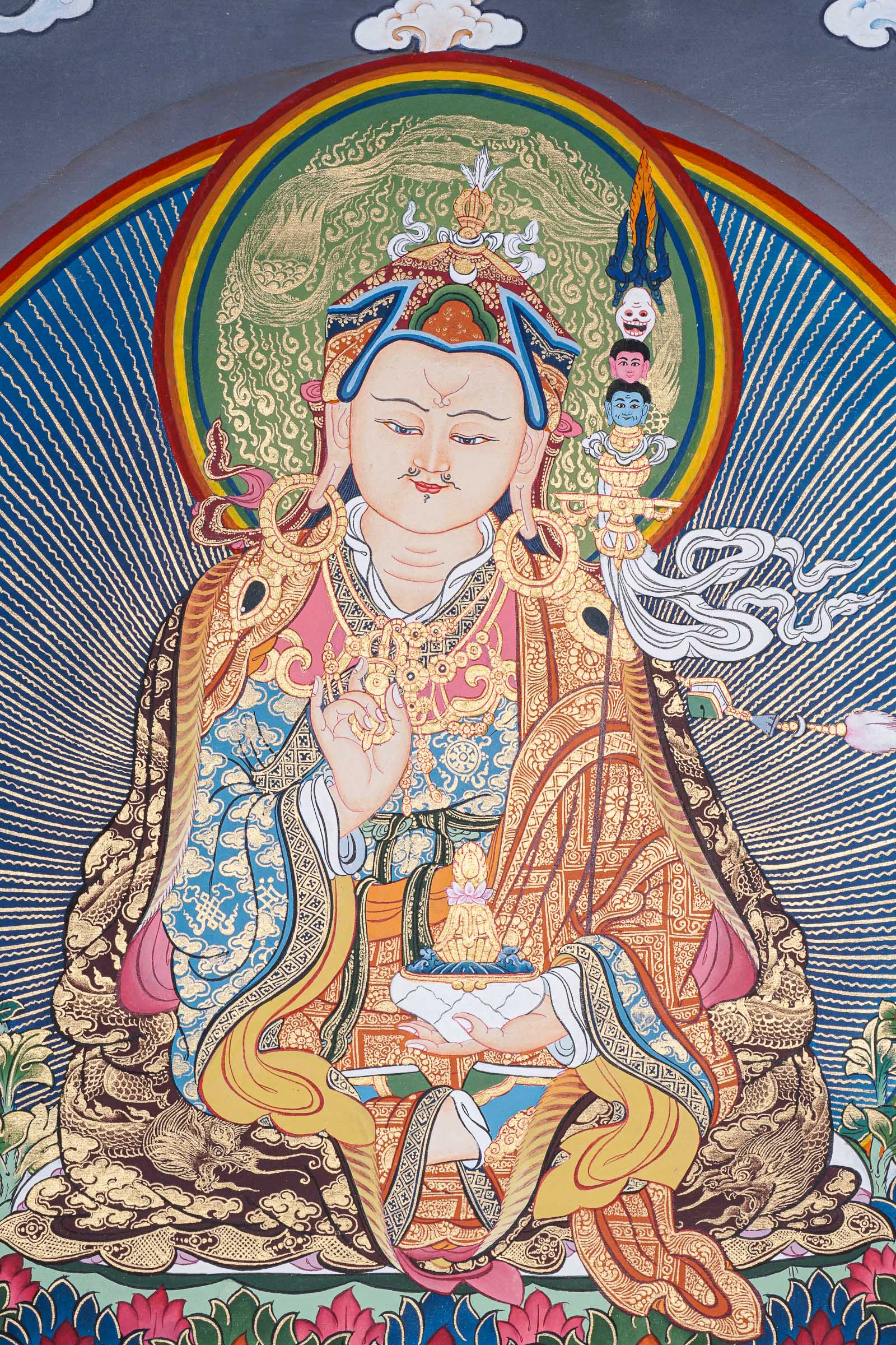 Guru Rinpoche Thangka Painting for prayer and meditation.