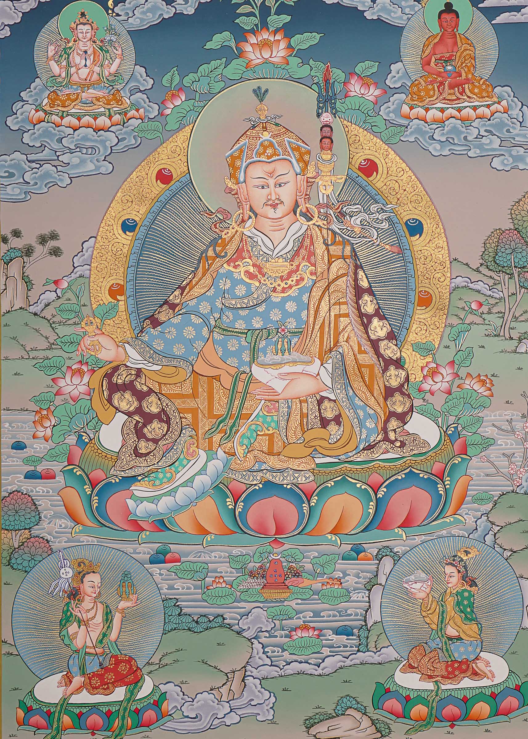 Guru Rinpoche Thangka Painting.