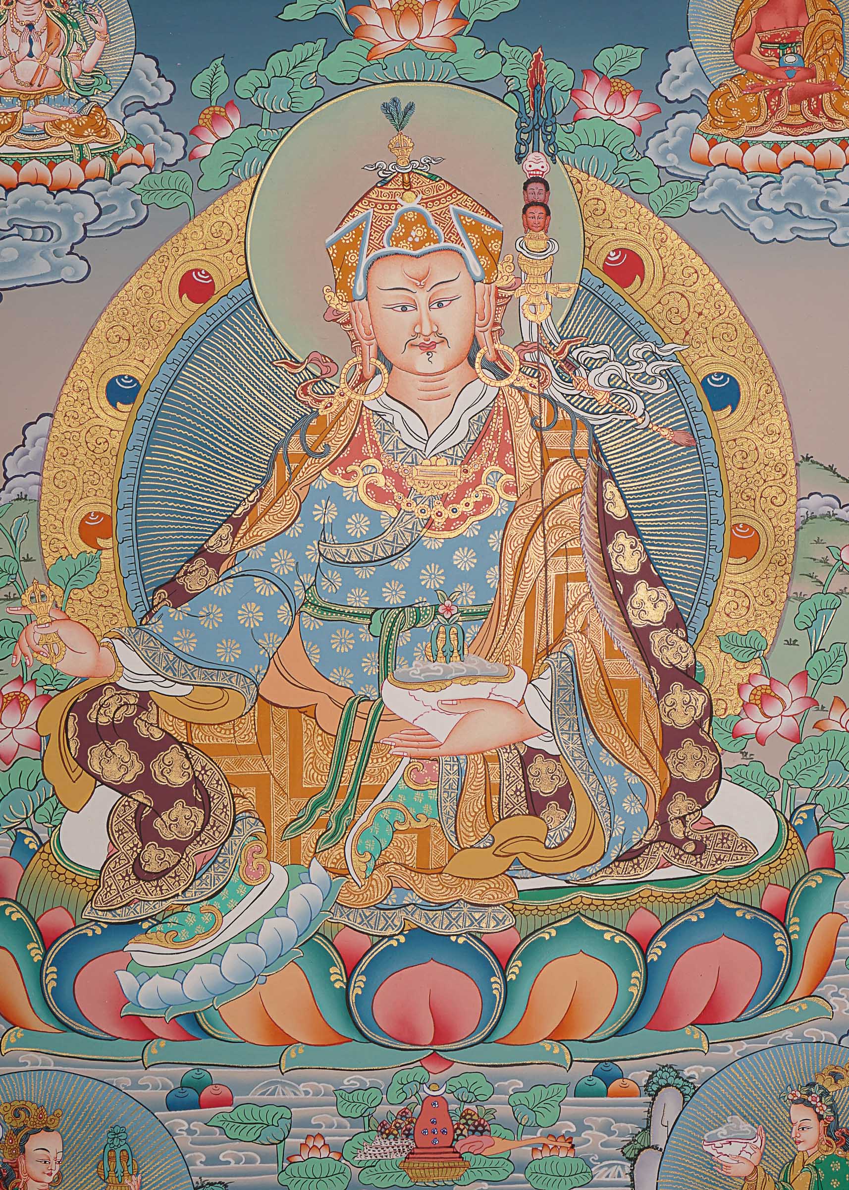 Guru Rinpoche Thangka Painting.