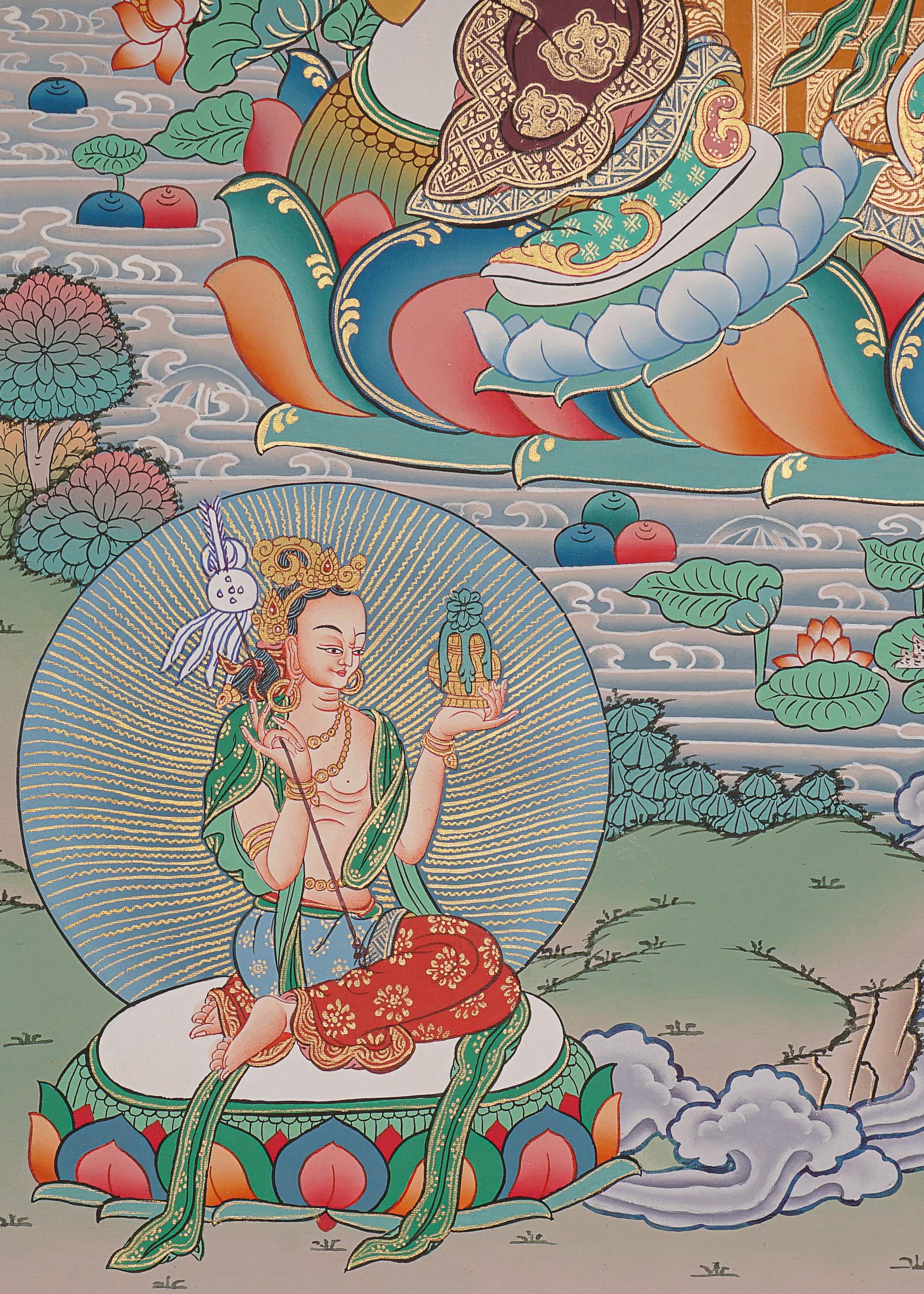 Guru Rinpoche Thangka Painting.