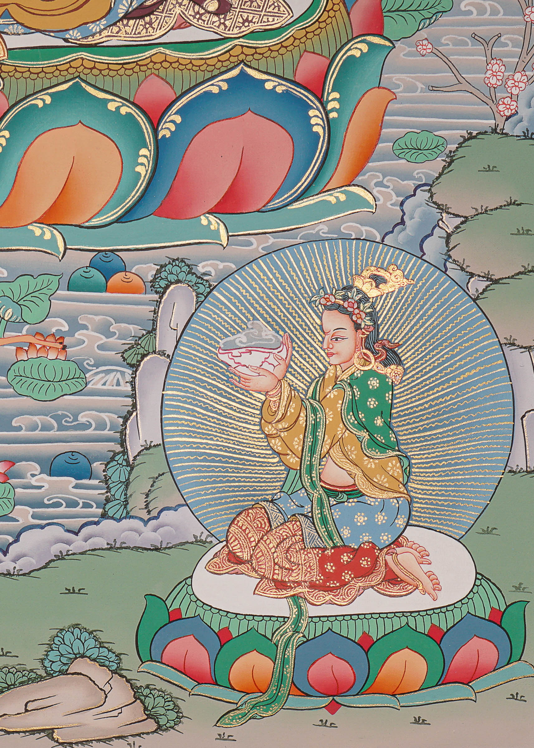 Guru Rinpoche Thangka Painting.