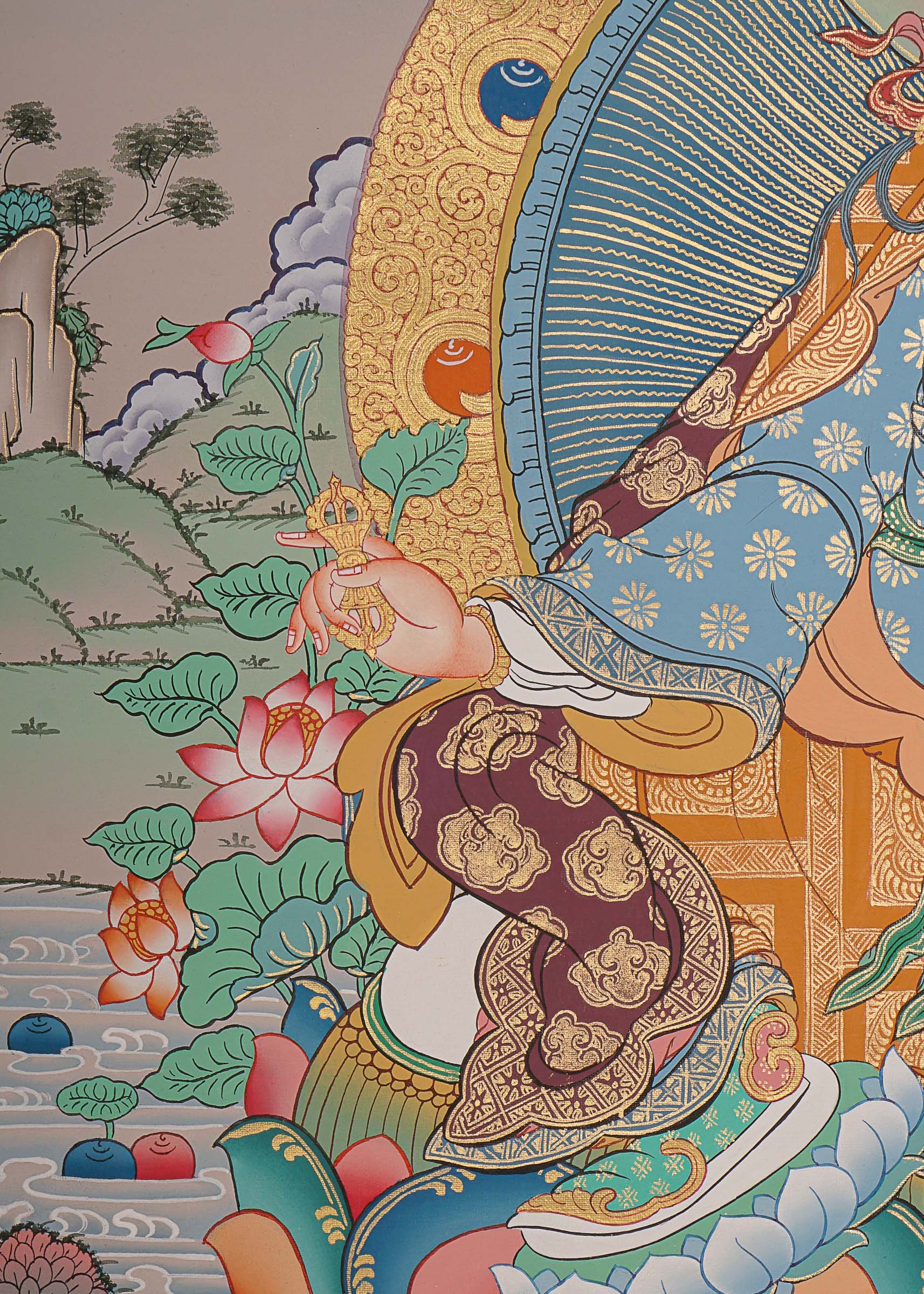 Guru Rinpoche Thangka Painting.