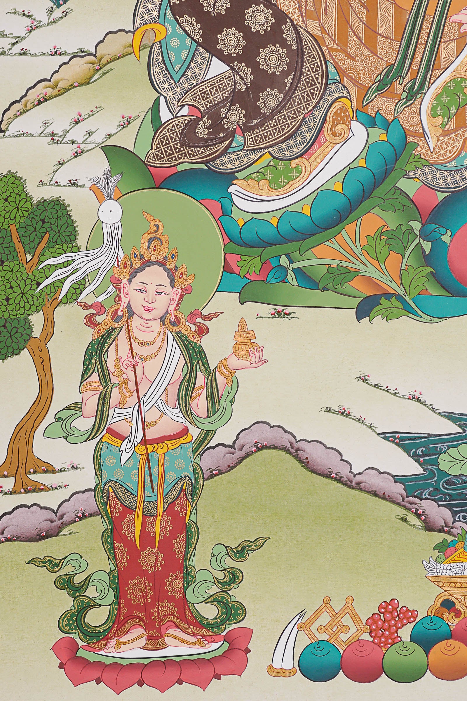 Guru Rinpoche Thangka Painting.