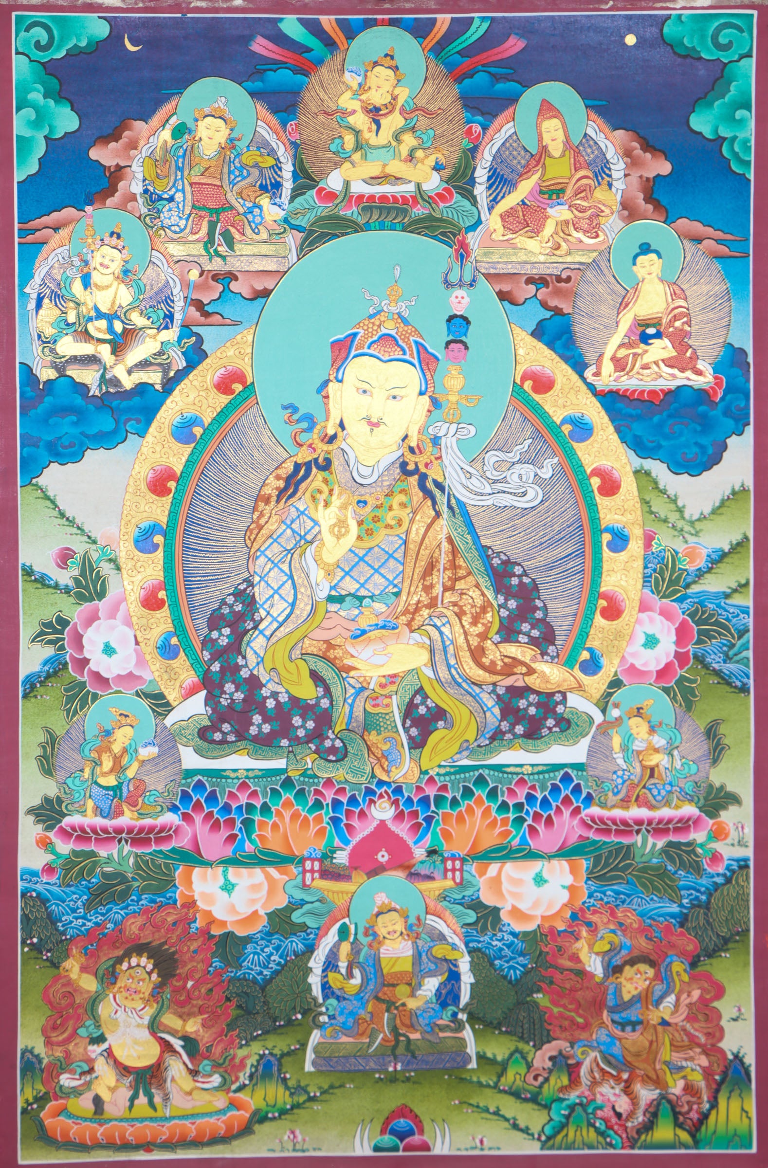 Guru Padmasambhava Thangka Painting for spiritual practices. 
