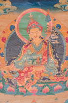 Guru Rinpoche Brocade Thangka for wall decor.