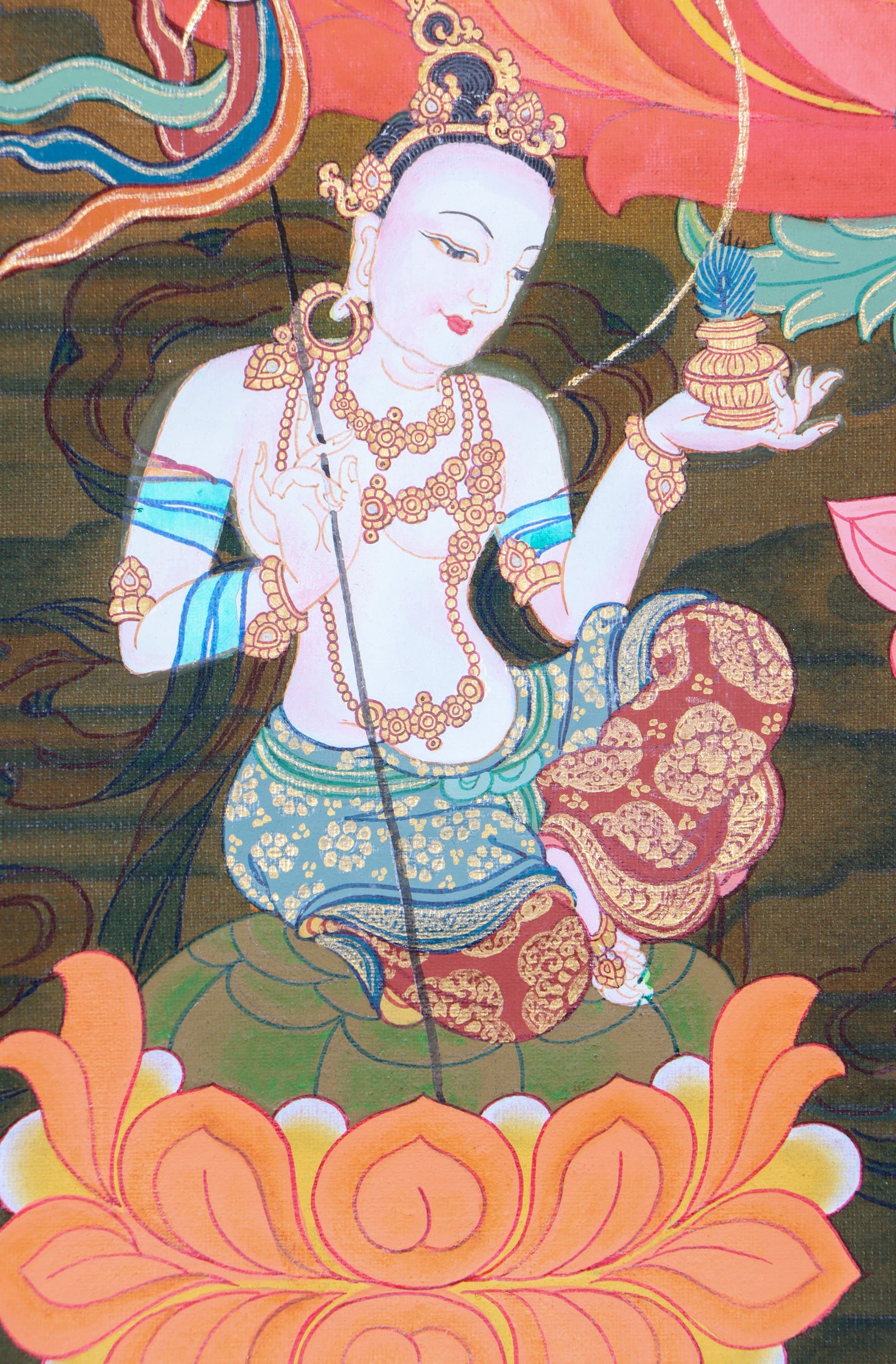 Guru Padmasambhava Thangka Painting for wall decor.