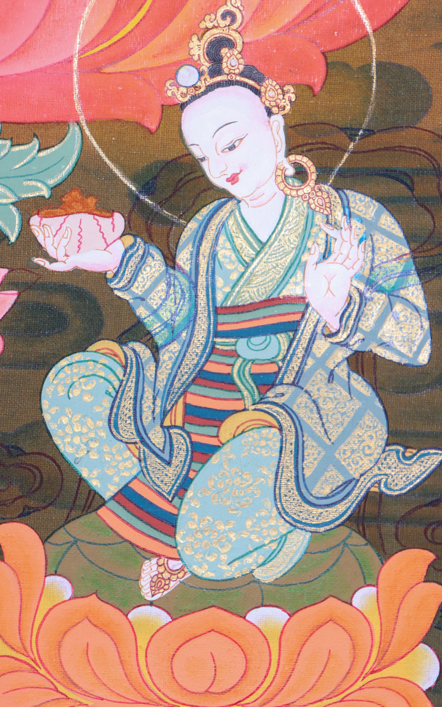 Guru Padmasambhava Thangka Painting for wall decor.