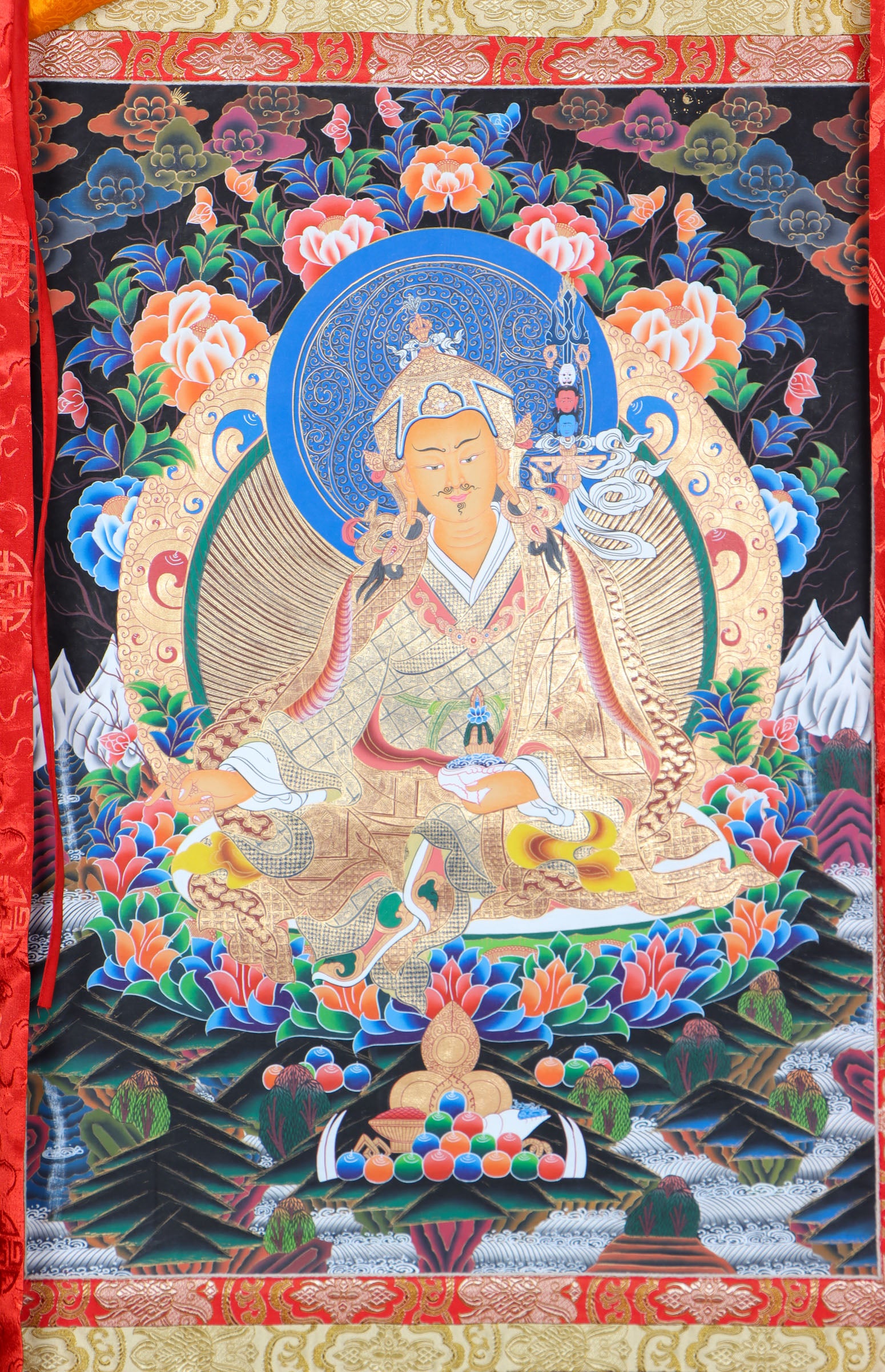 Guru Rinpoche Brocade Thangka for meditation.