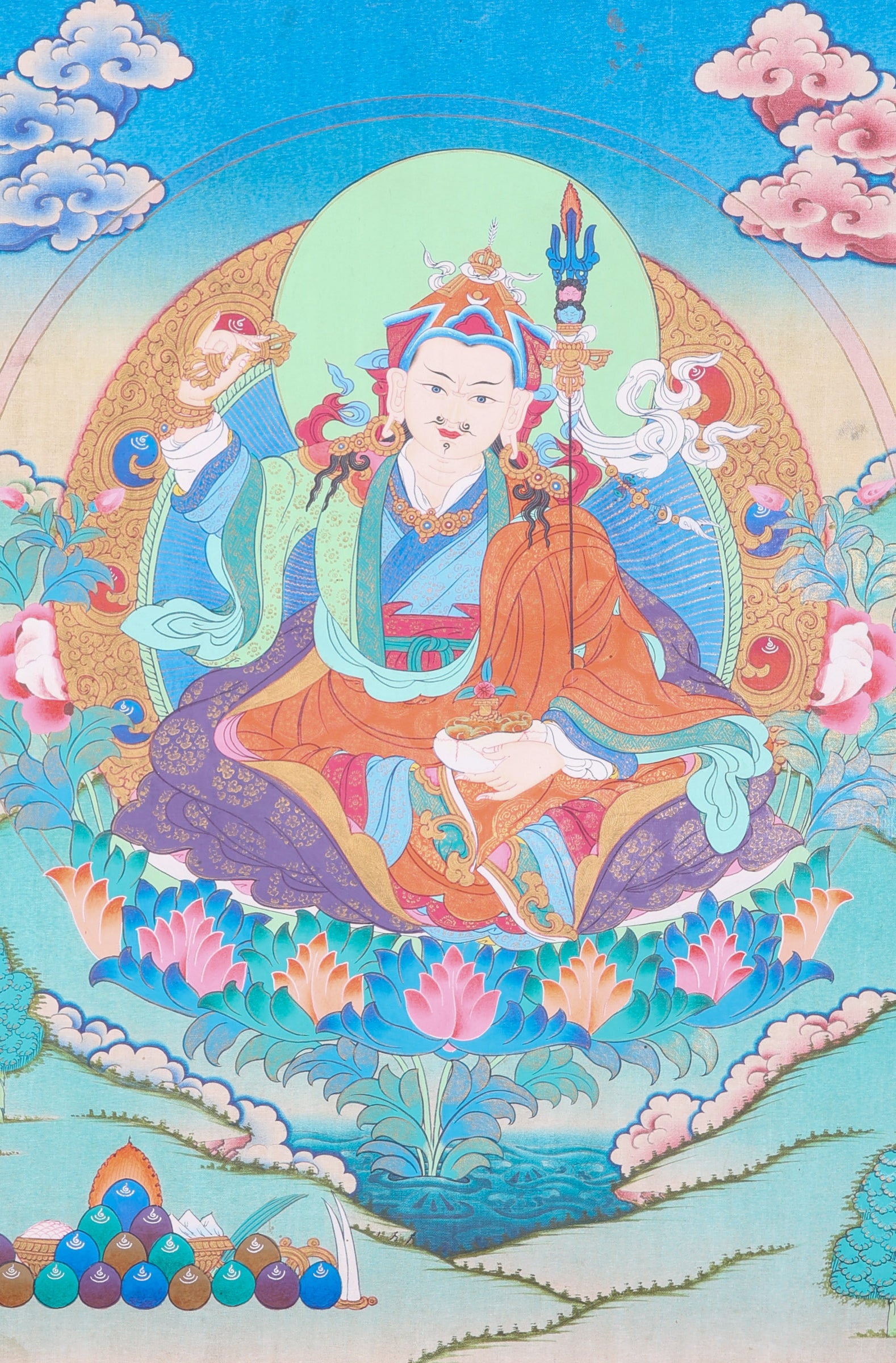 Guru Rinpoche Thangka Painting for spirituality.
