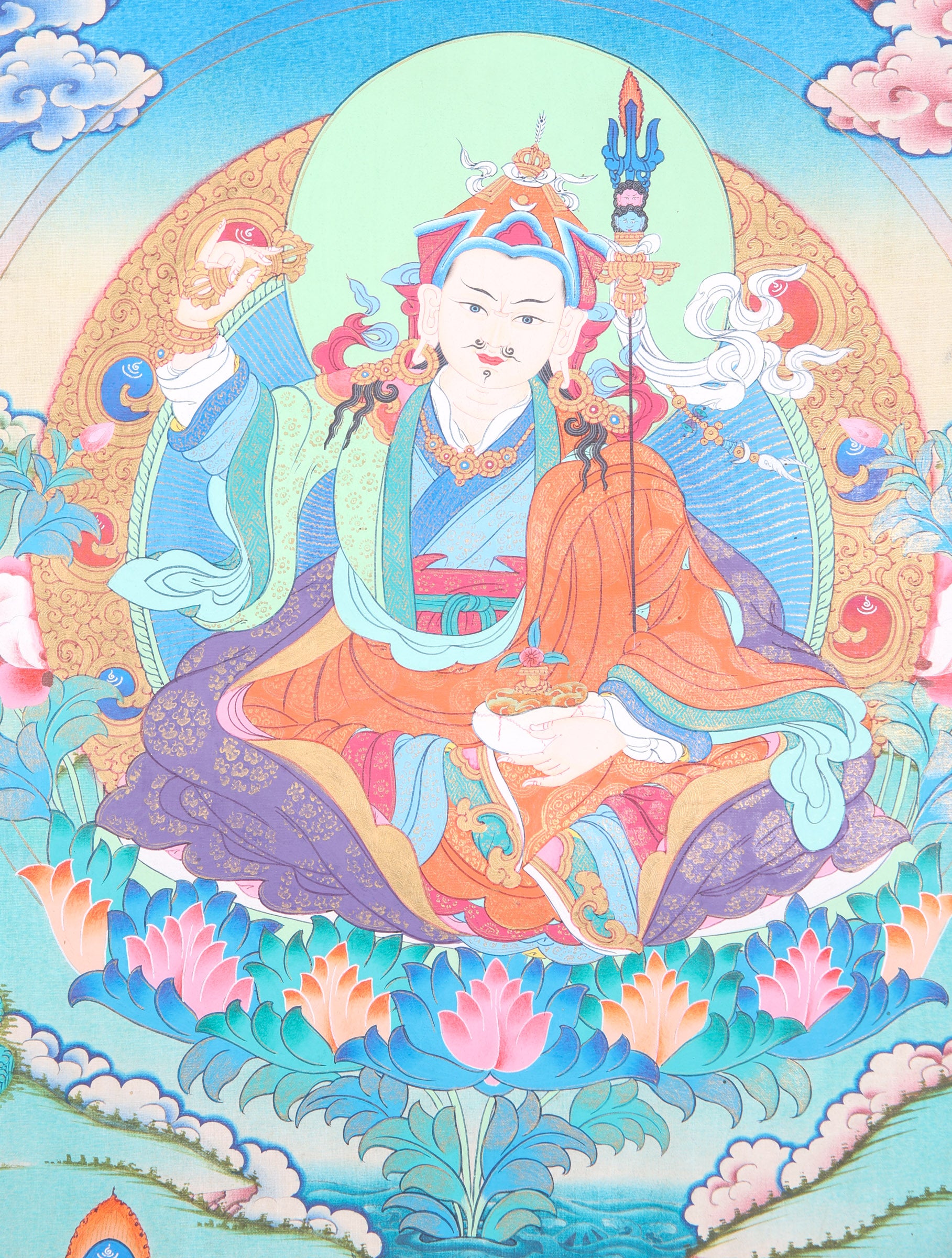 Guru Rinpoche Thangka Painting for spirituality.