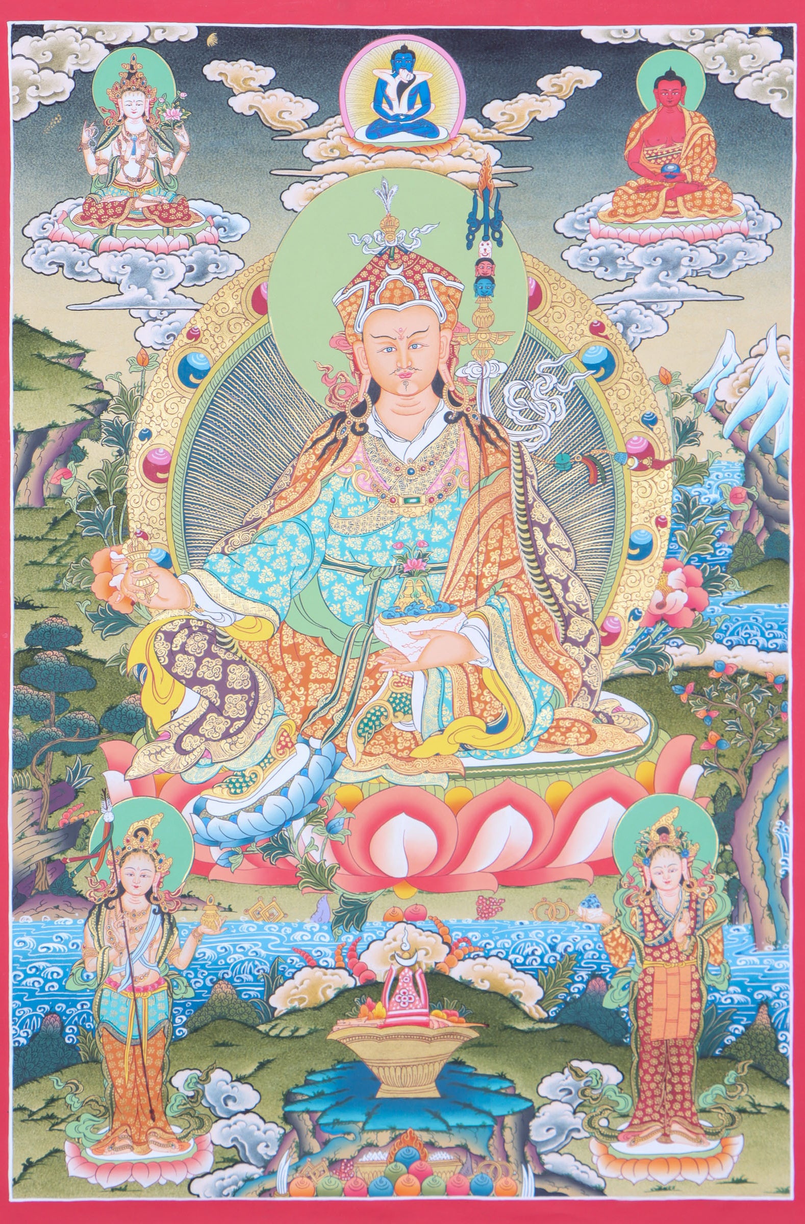 Guru Padmasambhava Thangka Painting for buddhist ritual.