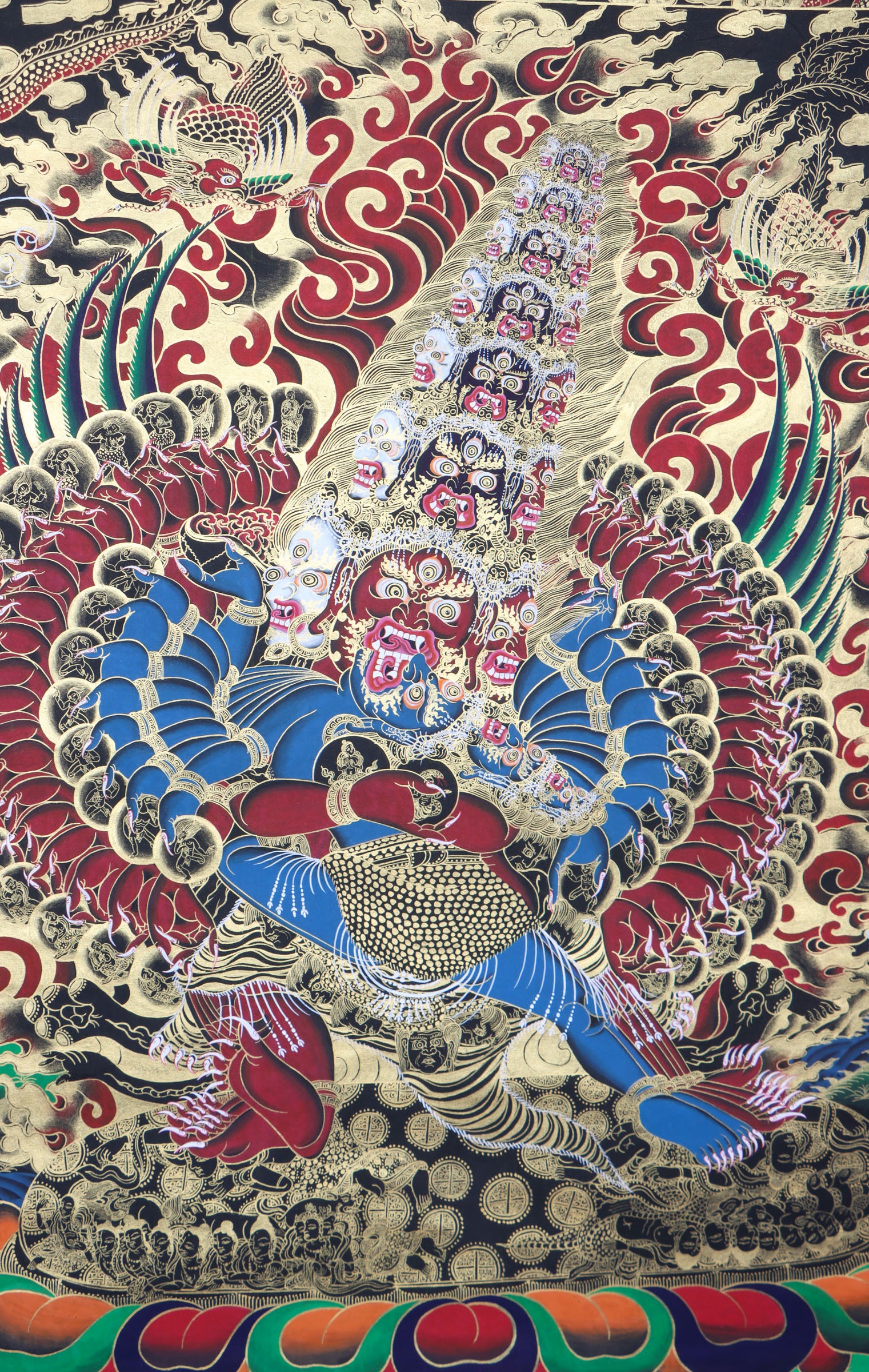 Heruka Thangka Painting aids in meditations and ritual ceremonies.