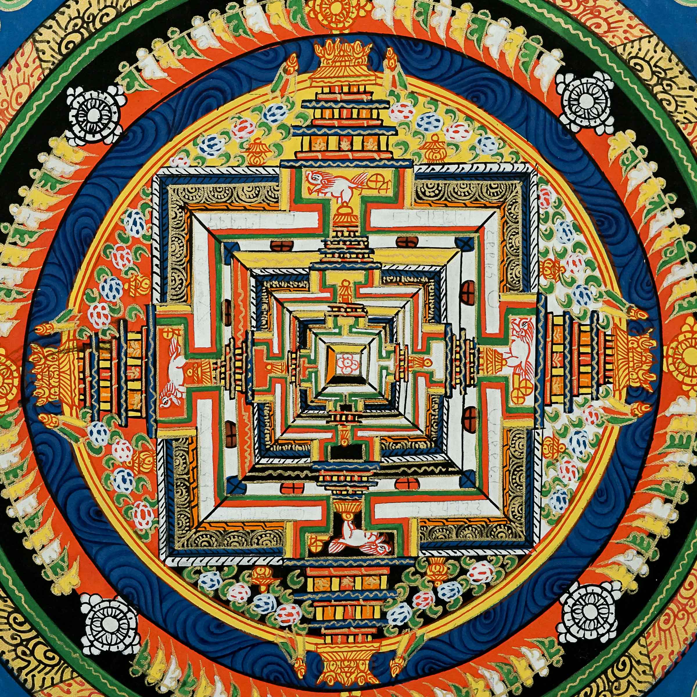 Kalachakra Mandala Thangka in blue color