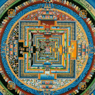 Handmade Kalachakra Mandala Thangka in blue color