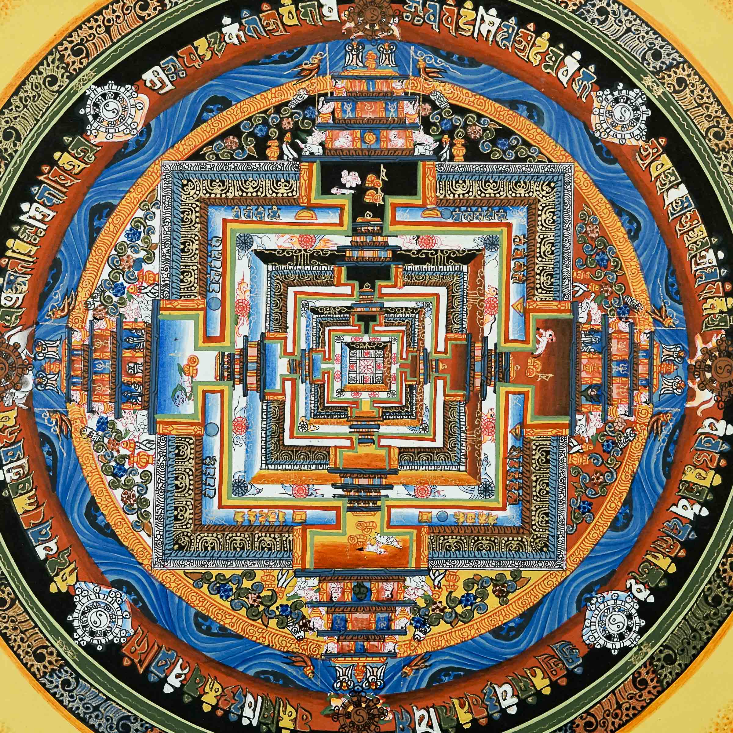 Handmade Kalchakra Mandala Thangka Painting