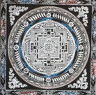 Silver handpainted Kalachakra Mandala Thangka for wall decor .