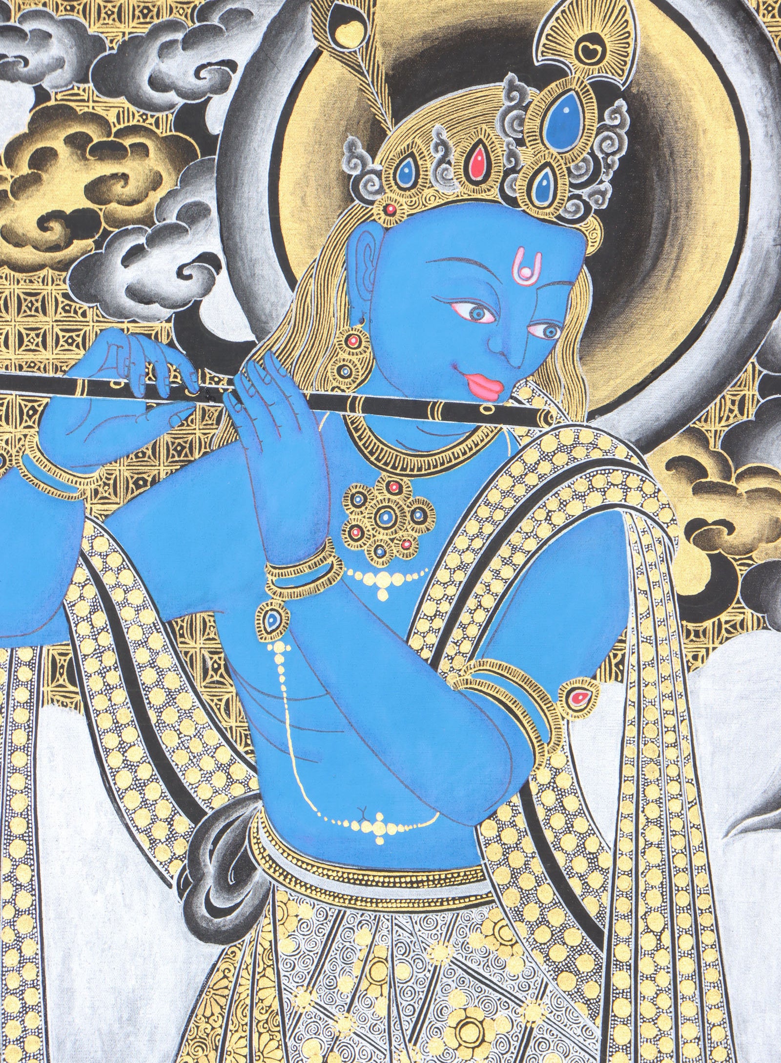 Krishna Thangka for prayer and wall decor.