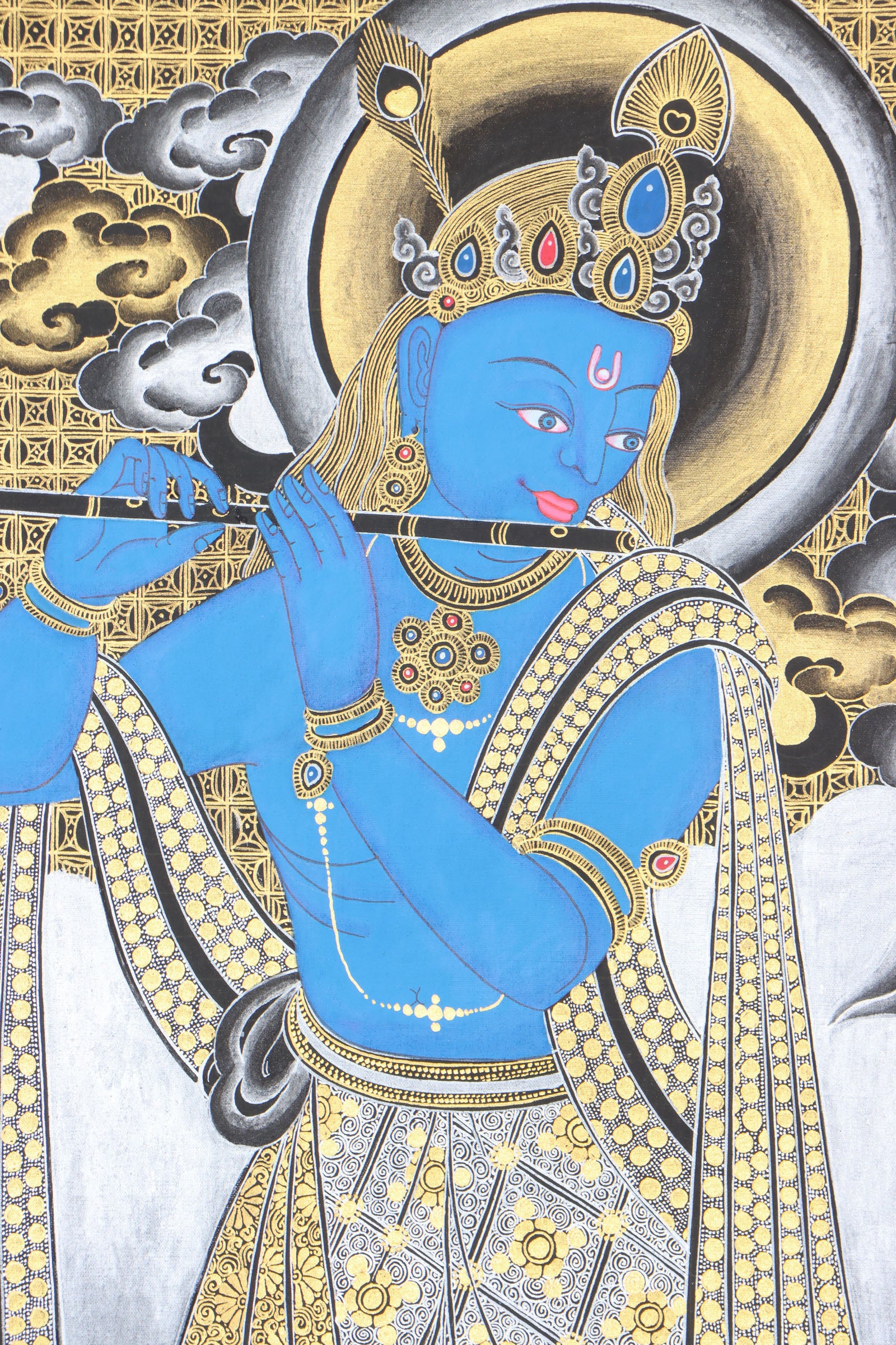 Krishna Thangka for prayer and wall decor.