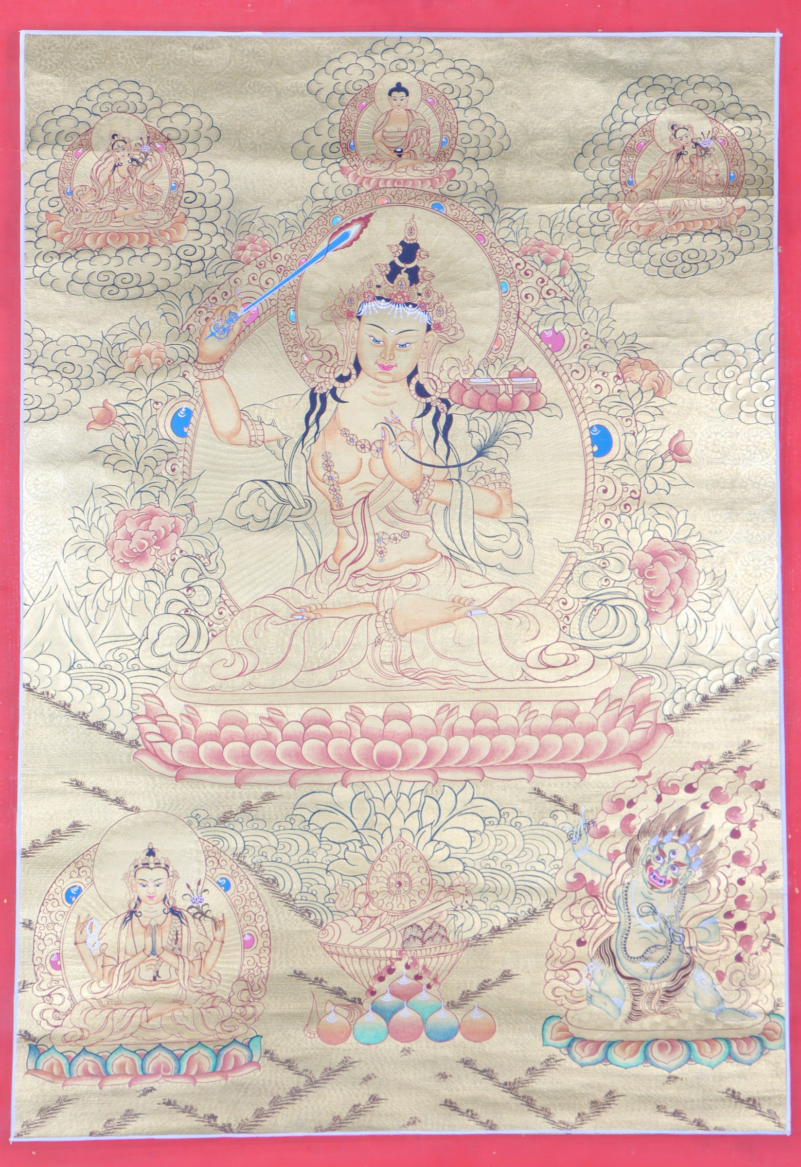 Manjushri Thangka Painting for meditation.