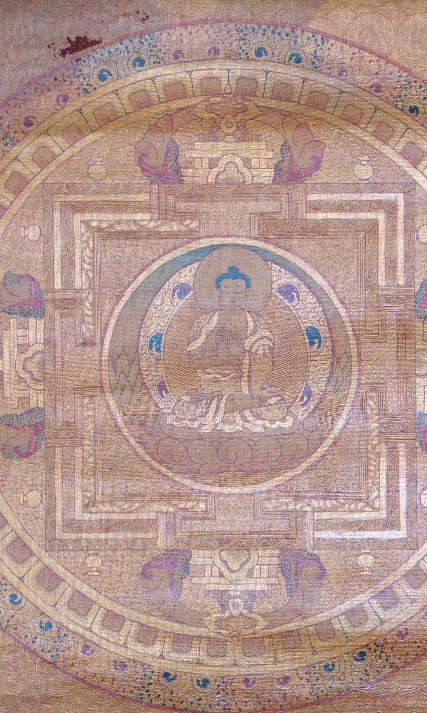 Antique Buddha Mandala Thangka for spiritual practices.