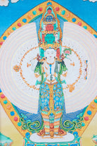 Avalokiteshvara Brocade Thangka Painting for prayer.