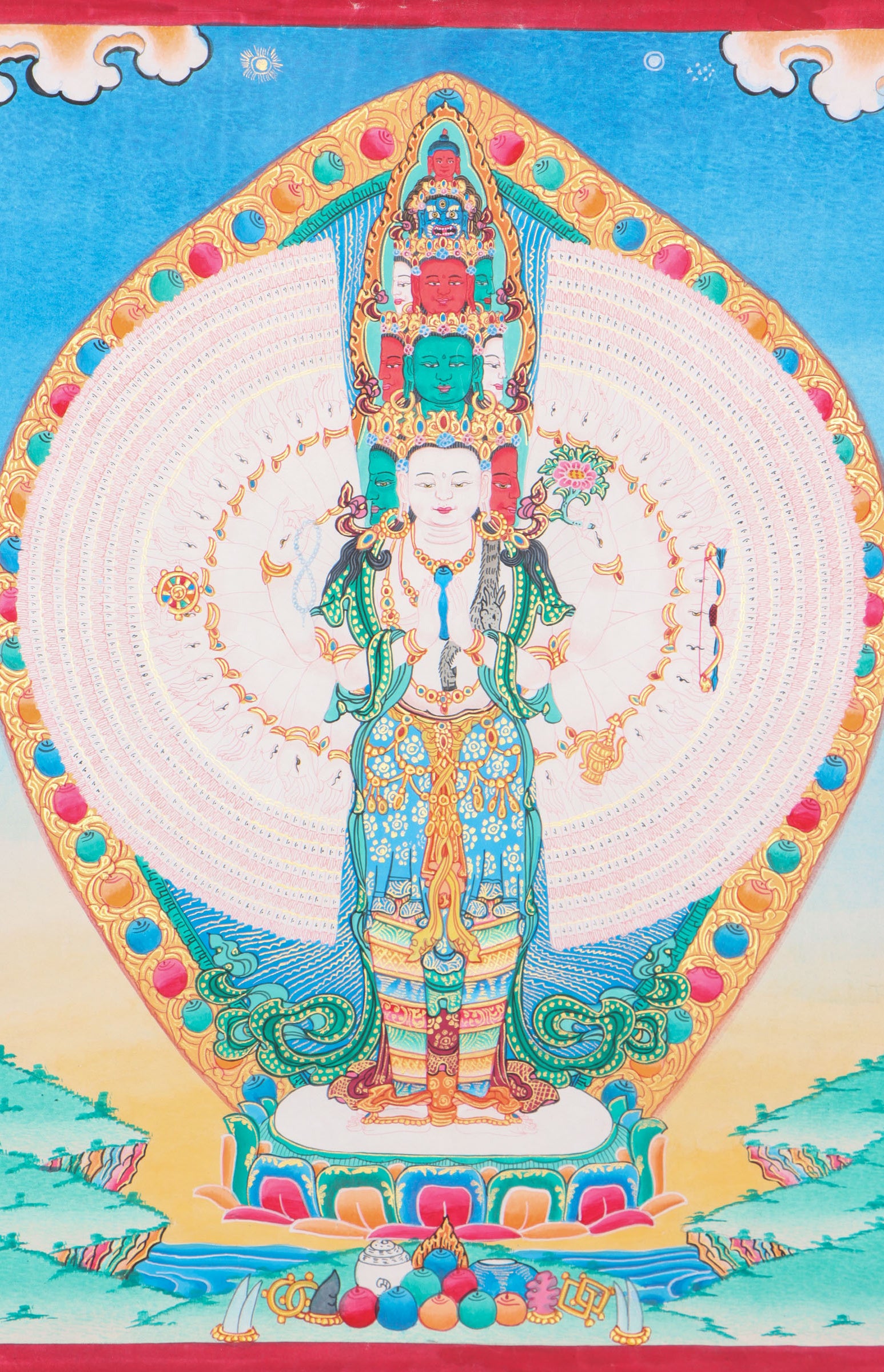 Avalokiteshvara Thangka for  spiritual teachings and traditions.
