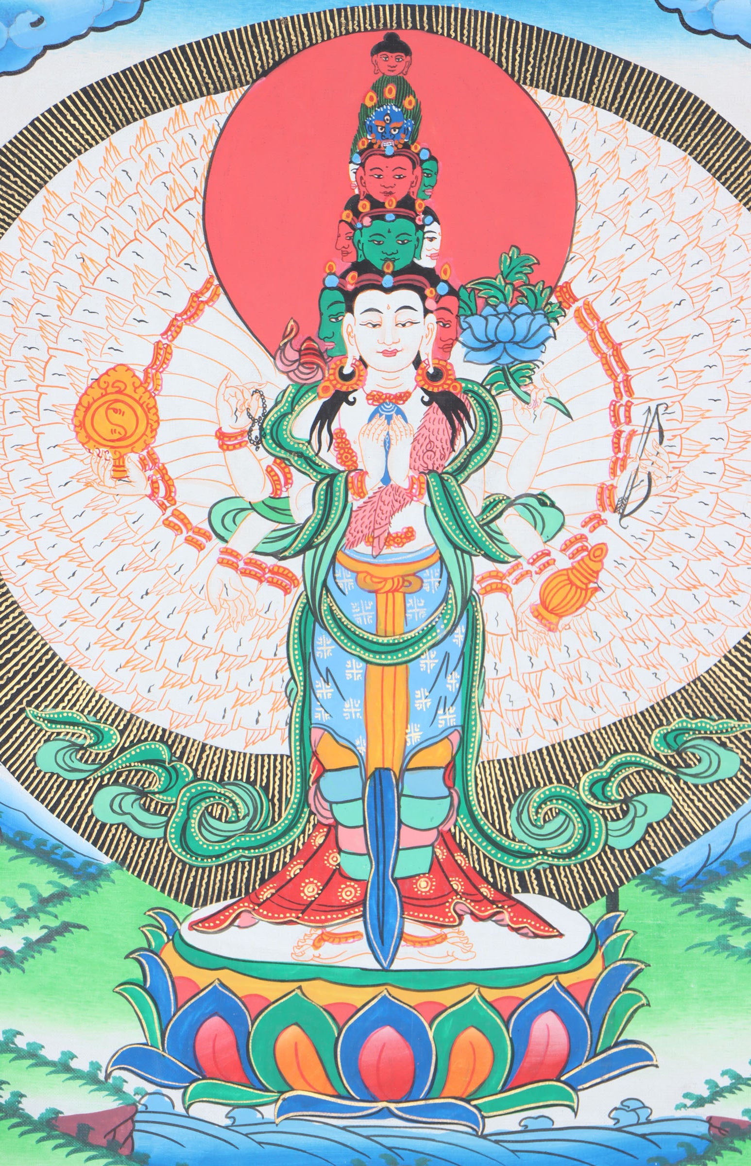 Avalokiteshvara Brocade Thangka  for spirituality.