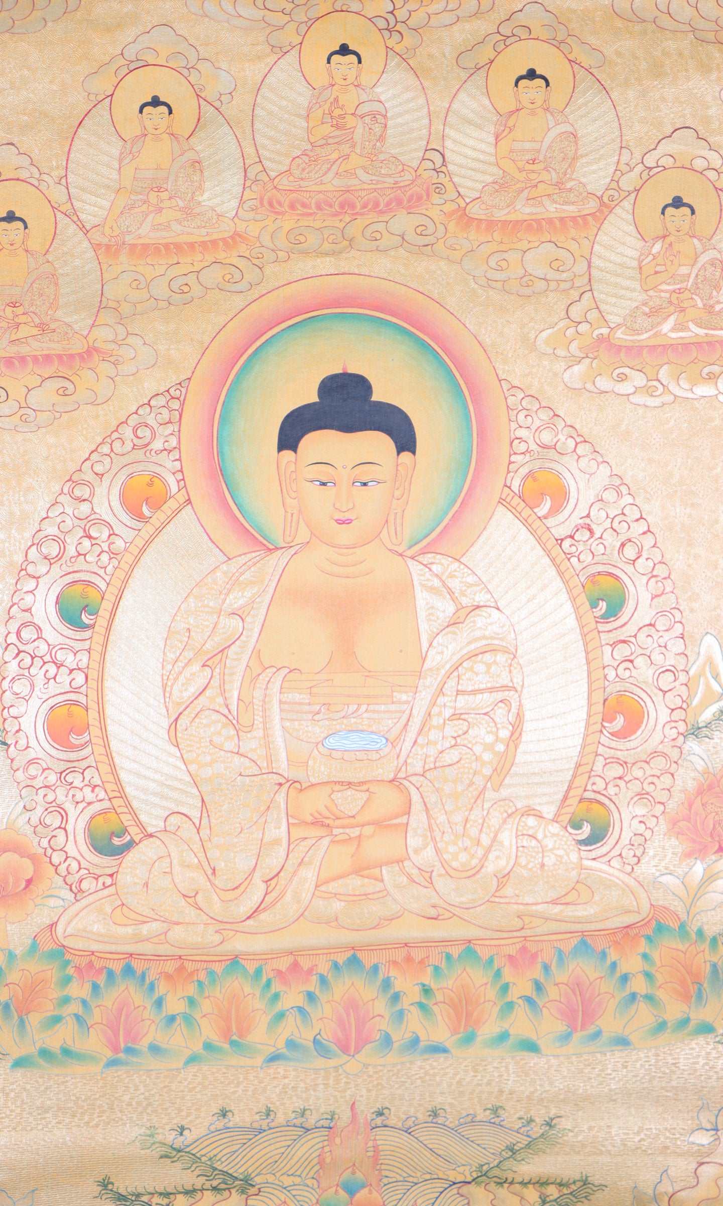 Amitabha Buddha Thangka Painting for wall decor.