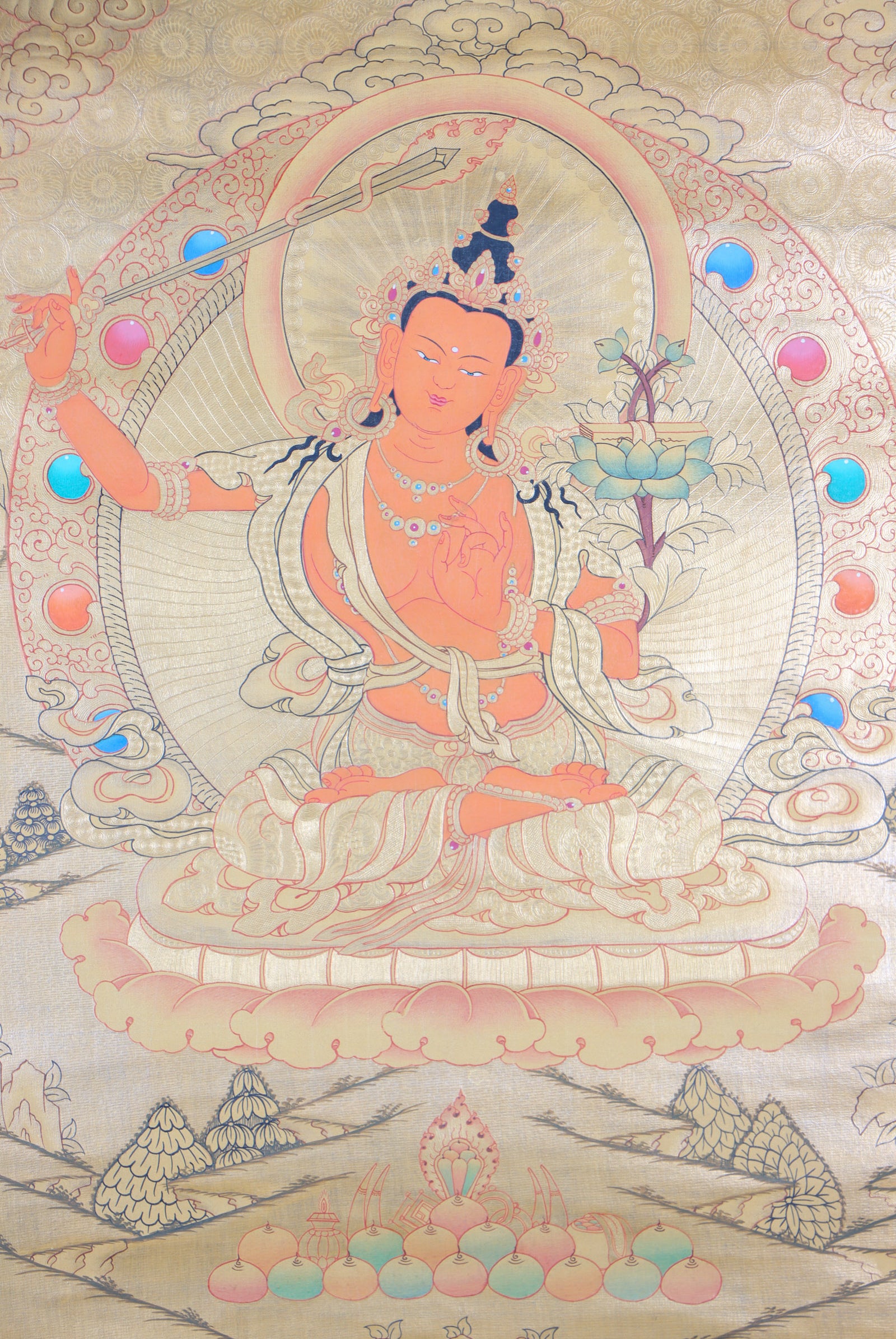 Manjushri Thangka Painting for knowledge and wisdom.