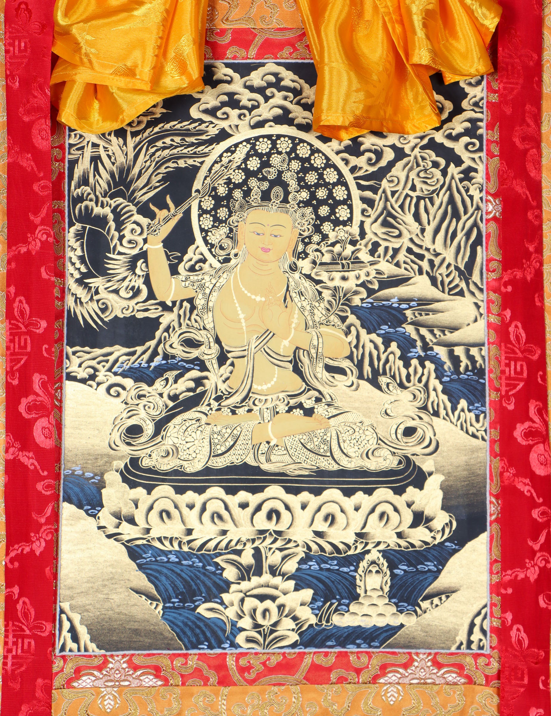 Manjushri Brocade Thangka for prayer and devotion.
