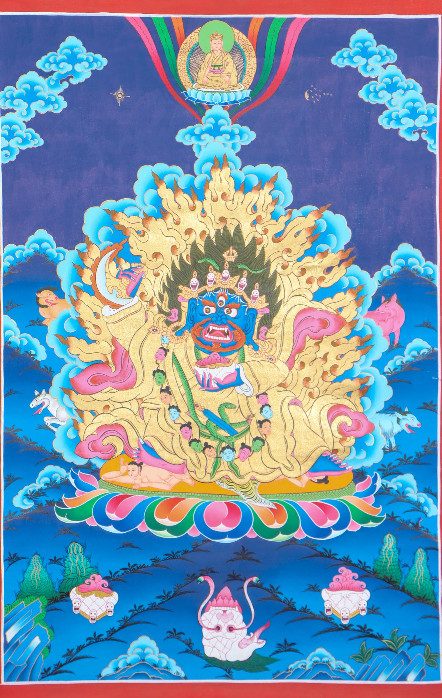 Pudeka Mahakala Thangka Painting for meditation.