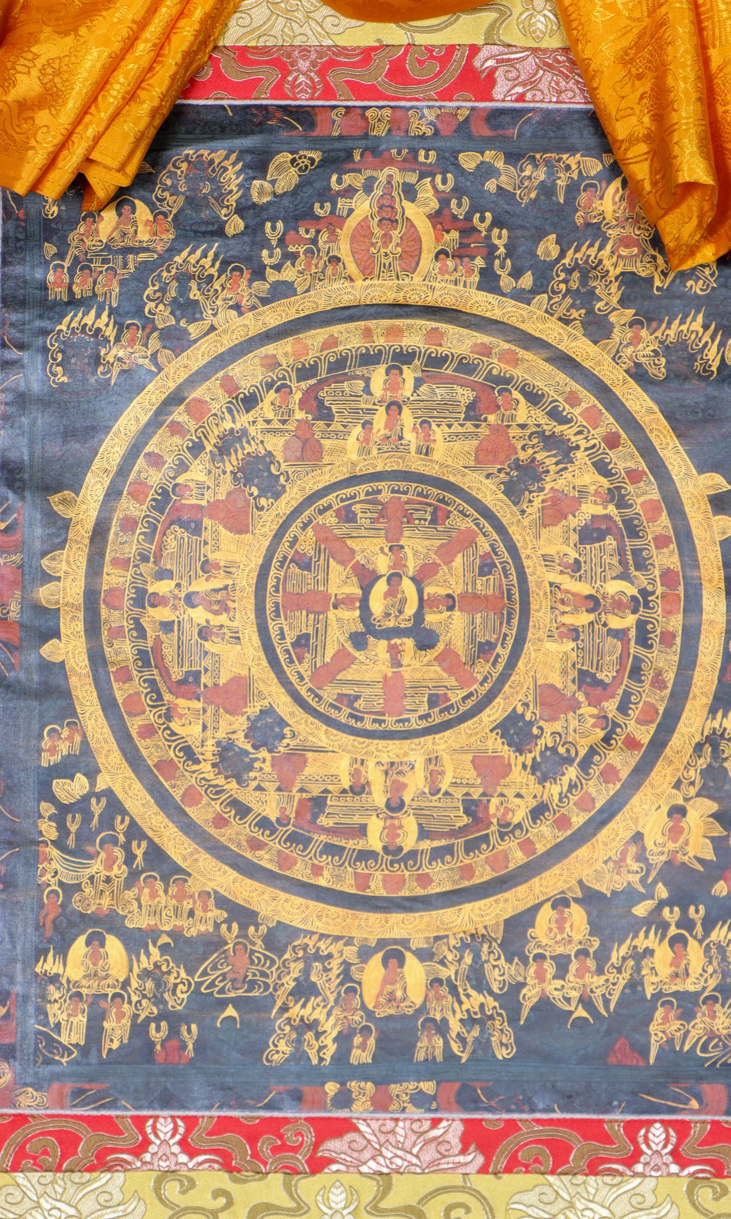Buddha Mandala Brocade Thangka for rites and rituals.