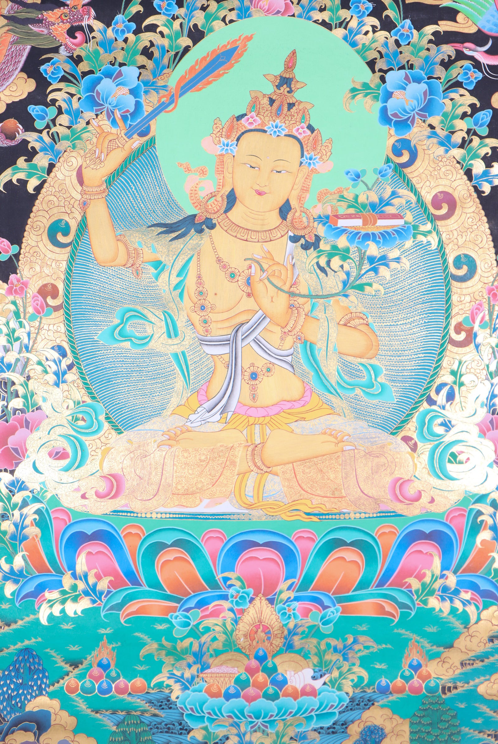Manjushri Thangka Painting for wisdom and enlightment.