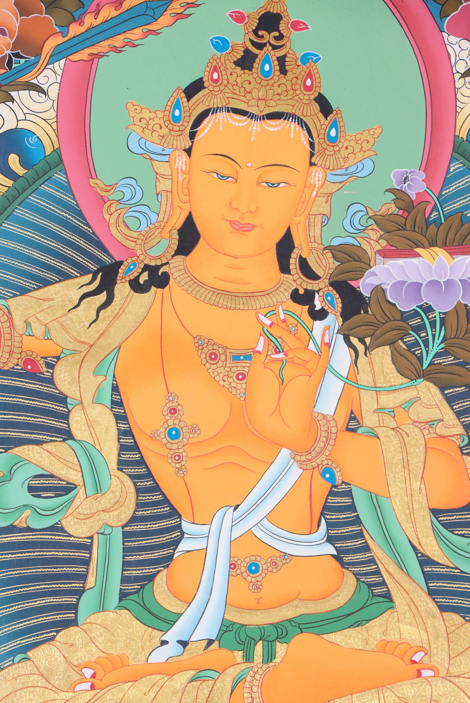 Beautiful Manjushri Thangka for wisdom and compassion.