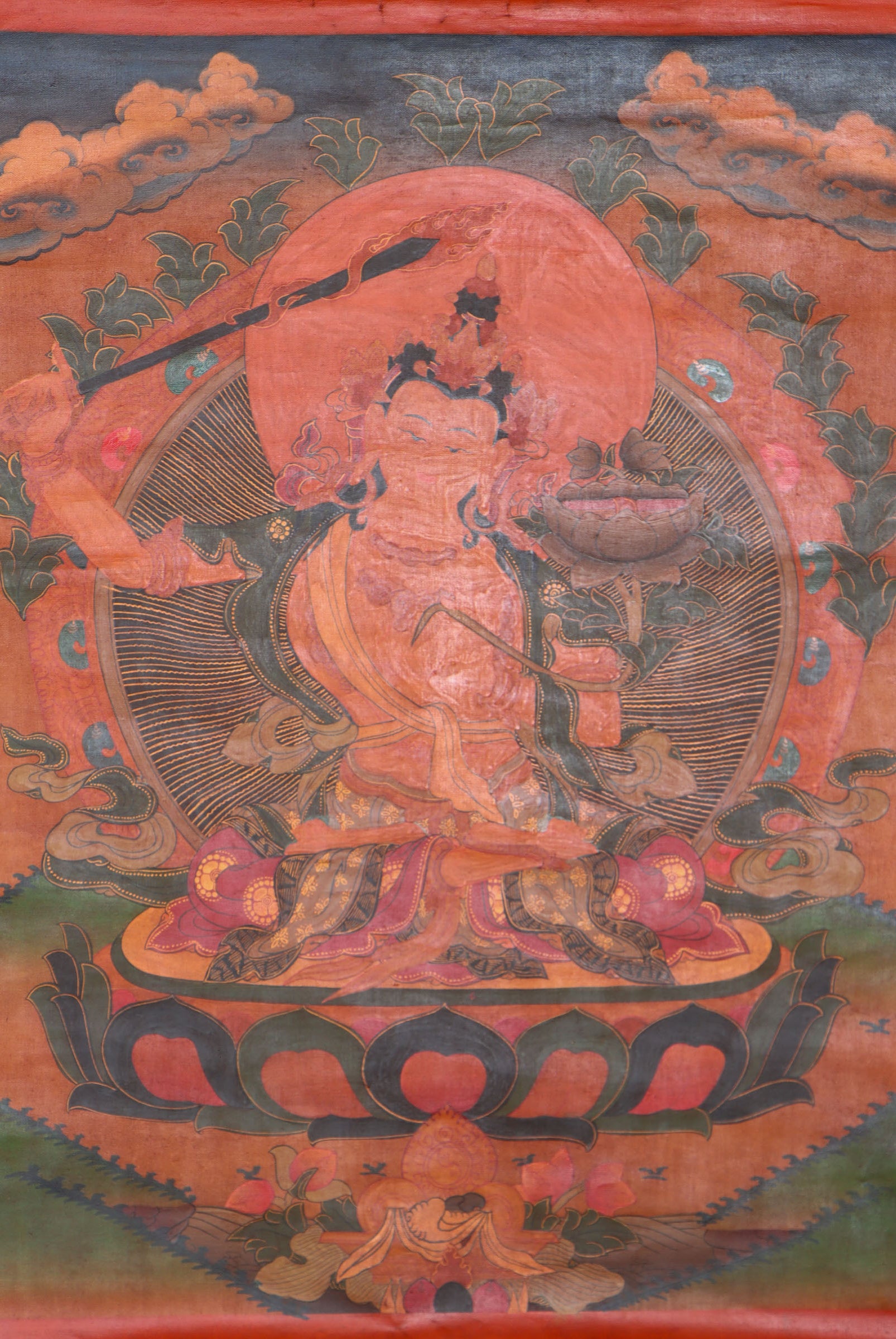 Antique Manjushri Thangka Painting for knowledge and wisdom.