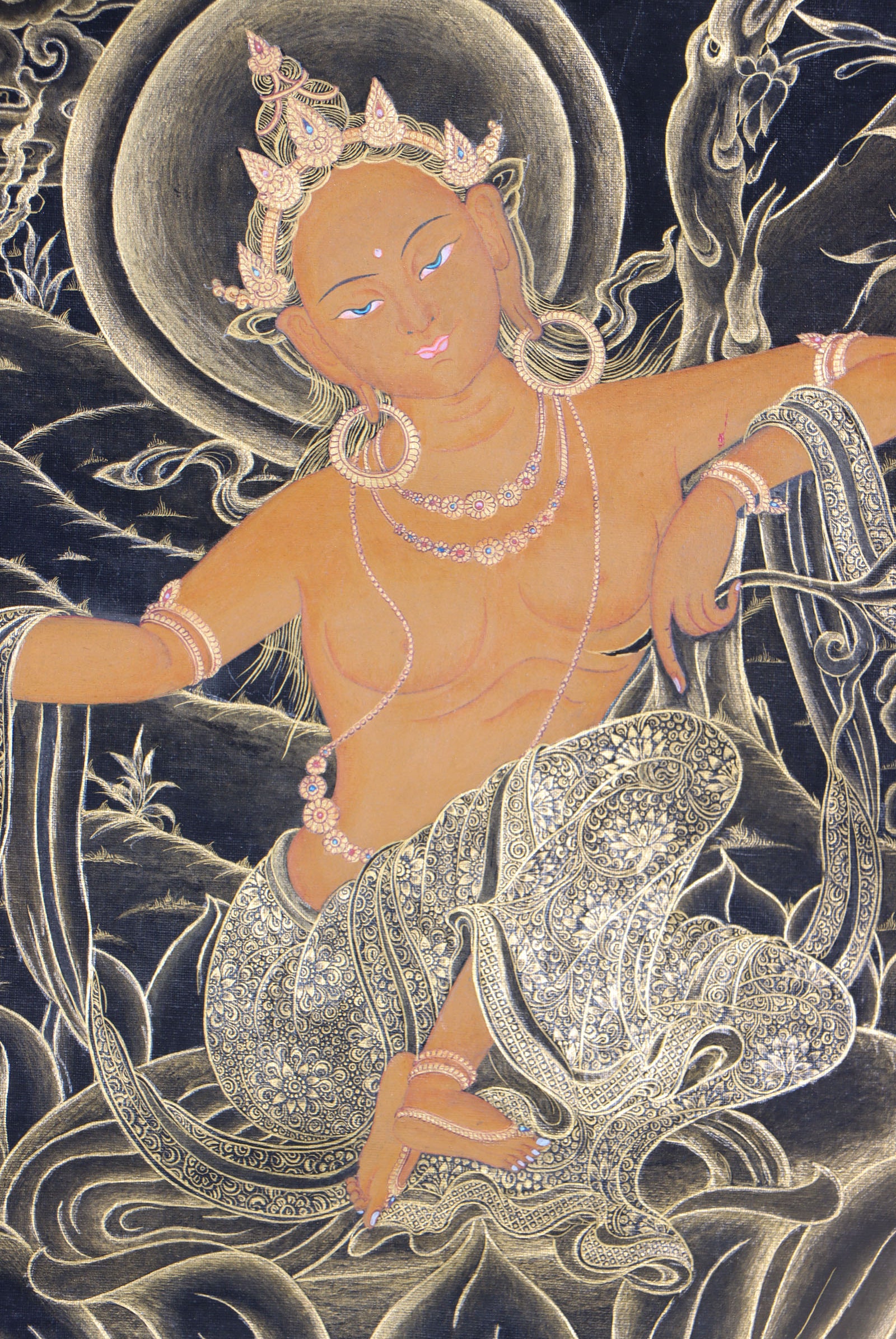 Manjushri Thangka Painting for meditation and spiritual practice.