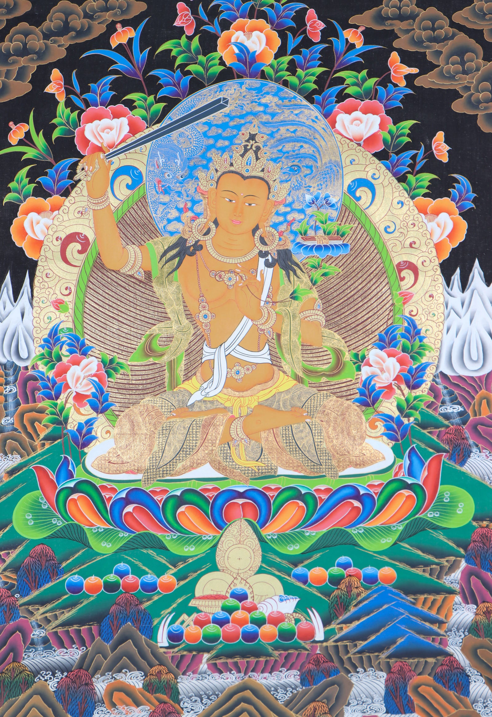 Manjushri Thangka Painting for spirituality.