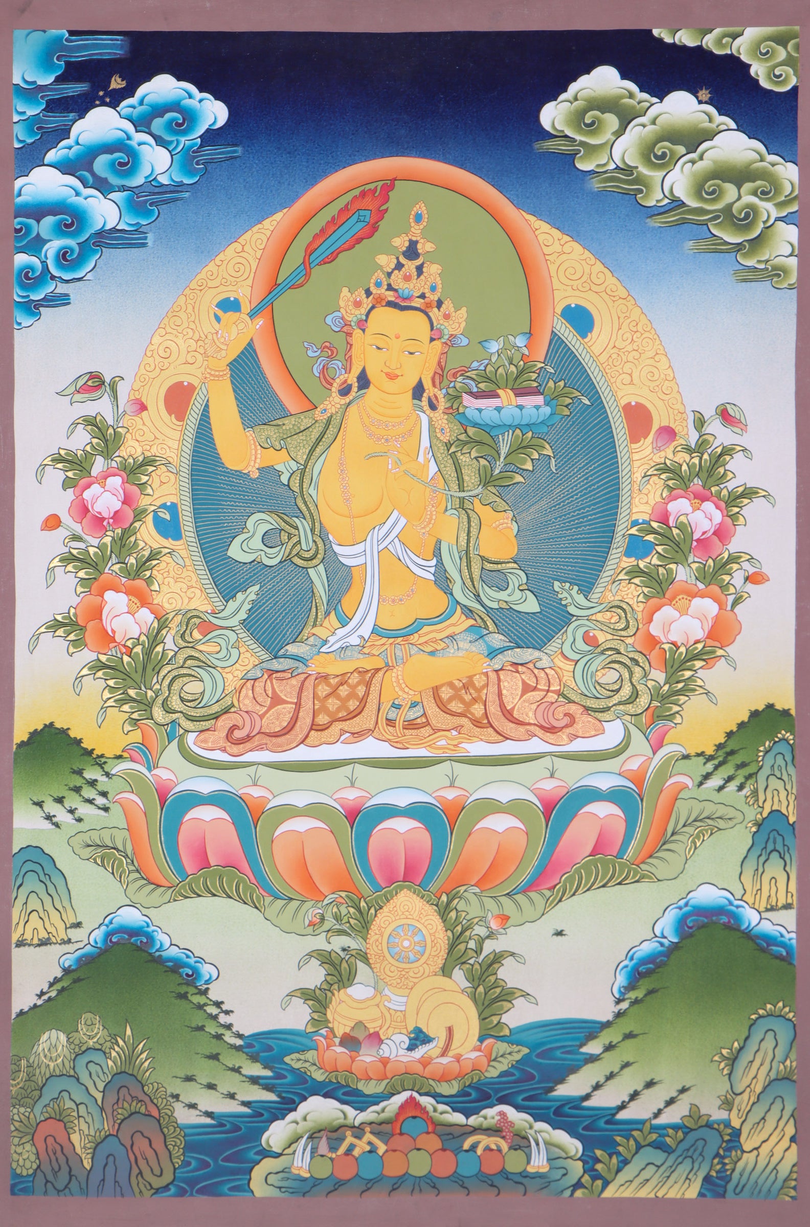Manjushri Thangka for devotion and meditation.
