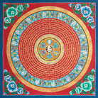 Red Mantra Mandala Thangka for meditation and spirituality .