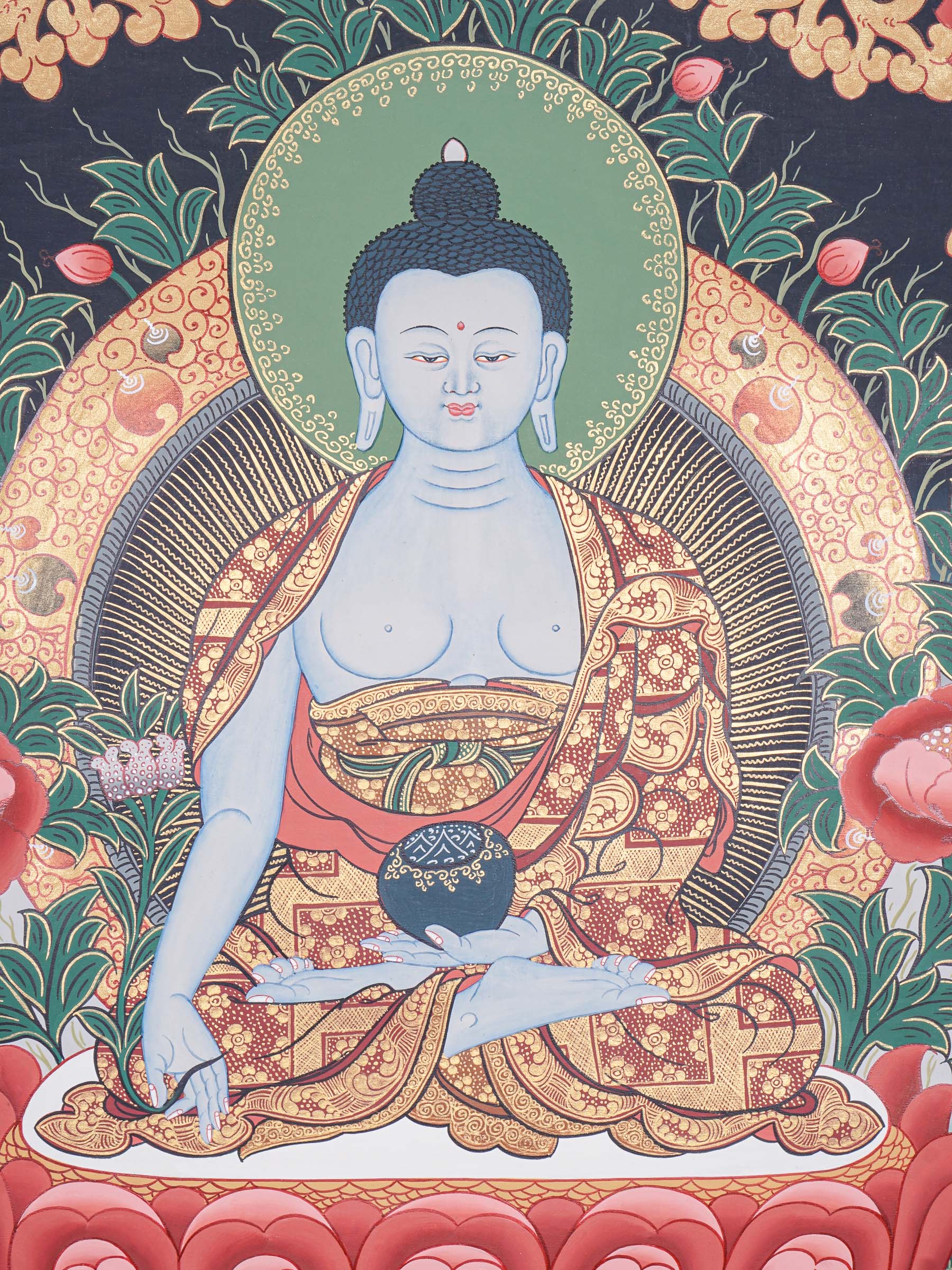 Medicine Buddha Thangka - Handpainted Art