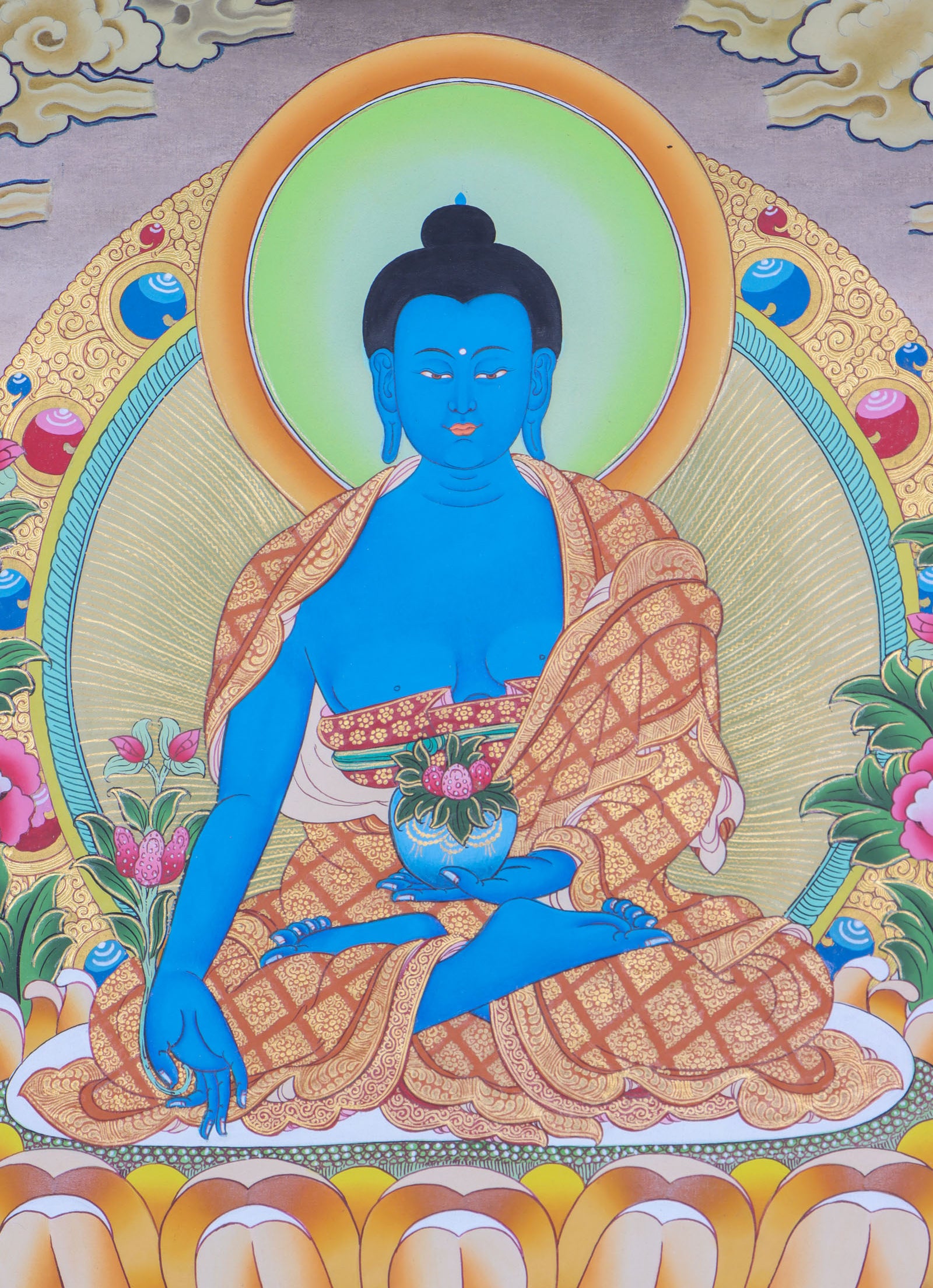 Medicine Buddha Thangka Painting for meditation and healing.