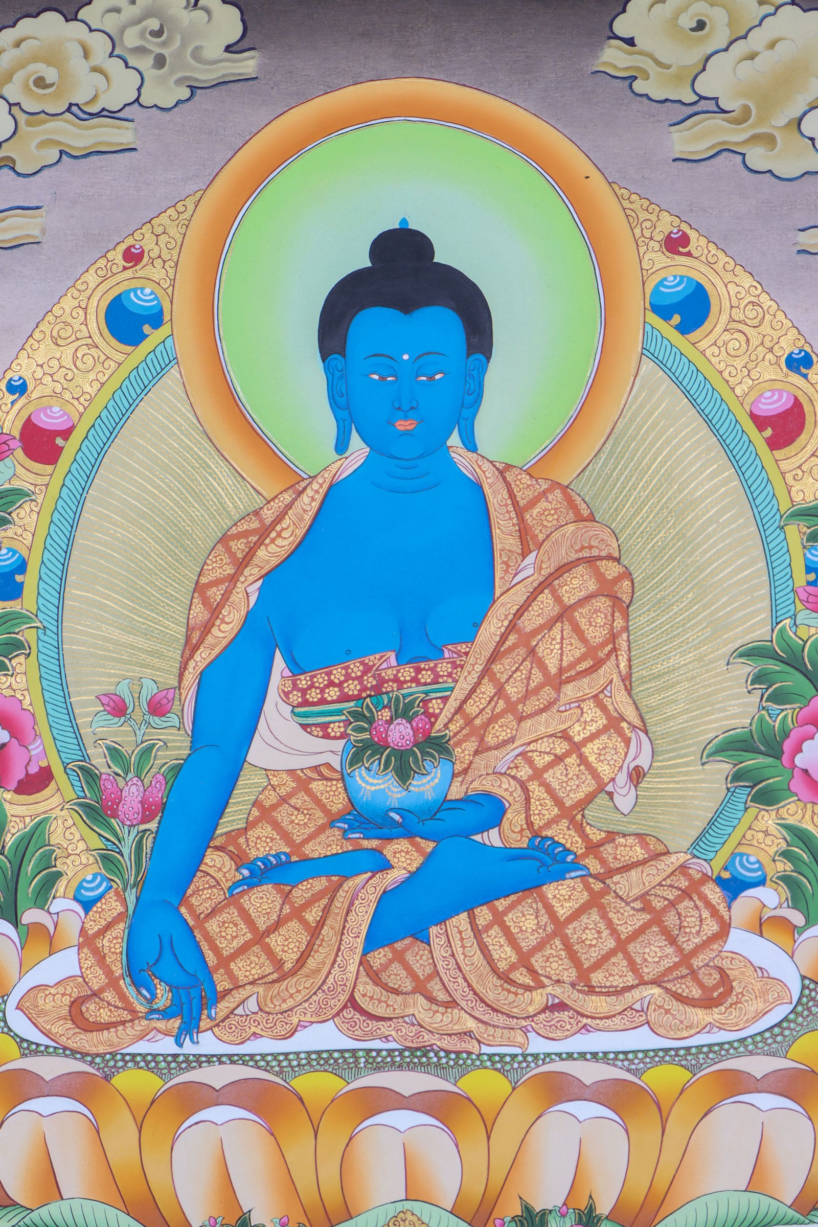 Medicine Buddha Thangka Painting for meditation and healing.