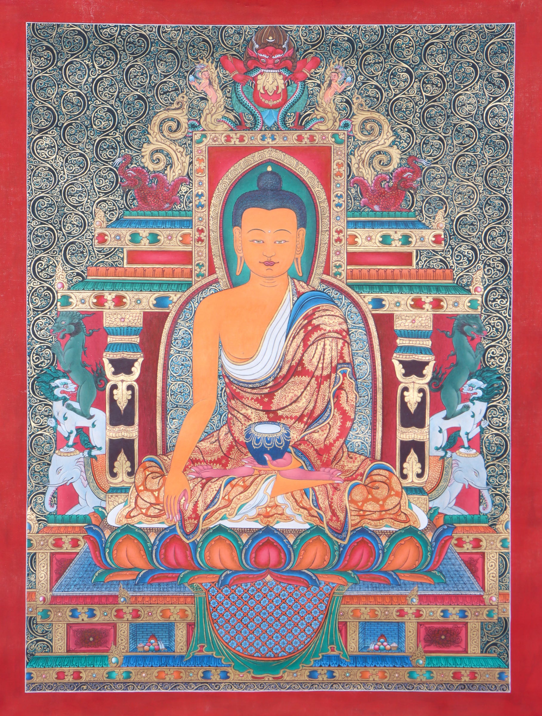 Newari Sha Buddha Thangka for wall decor , spirituality and meditation. 