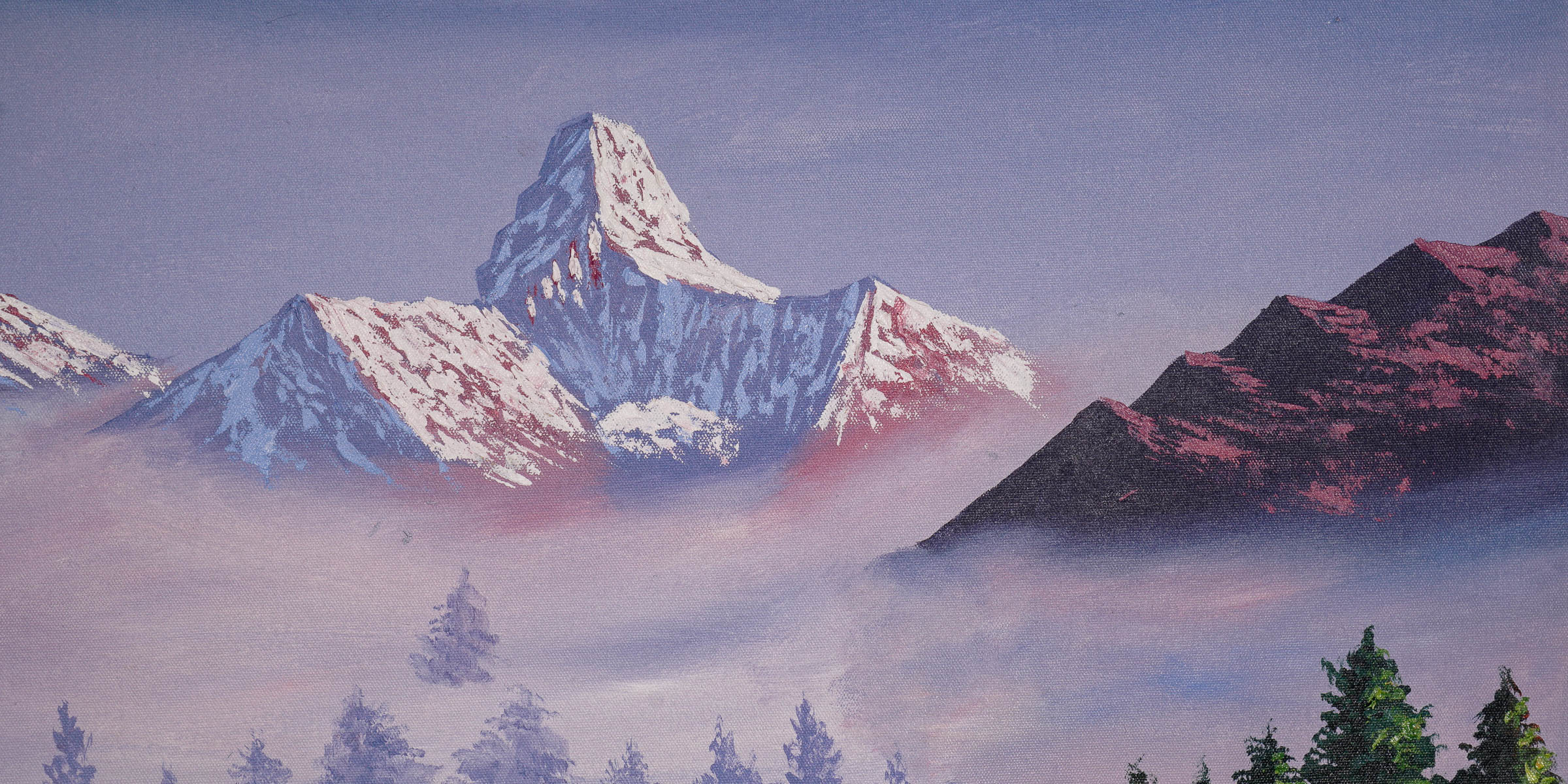 Oil Painting of Mount Ama Dablam & Mount Everest for wall decor.